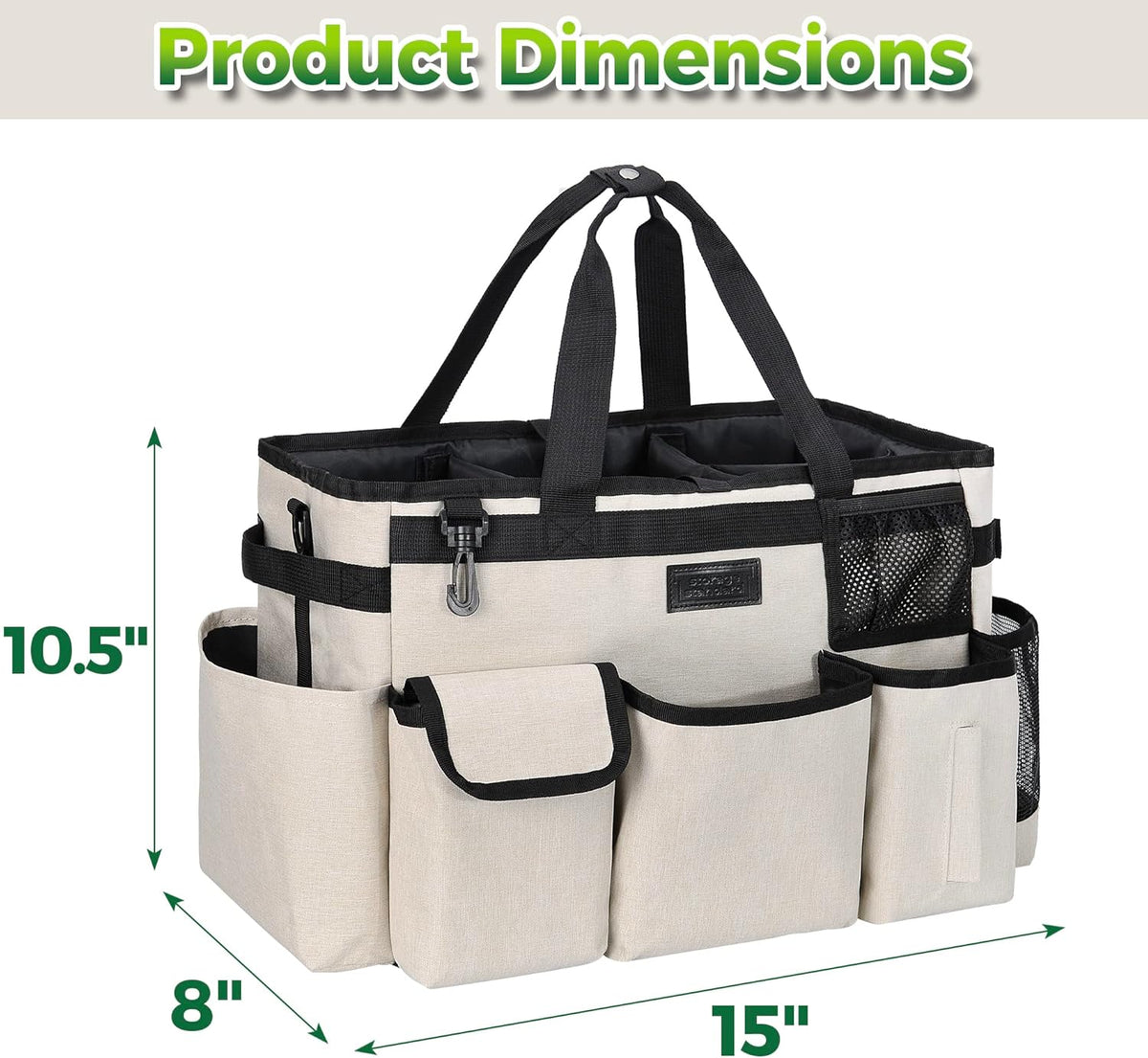 Cleaning Caddy Organizer with Handle - Large Caddy Bag for House & Bathroom Cleaning Supplies, 15 x