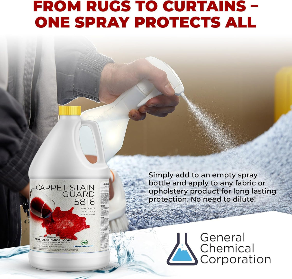 General Chemical Stain Shield Spray - Safe Fabric Protector Spritz and Stain Guard 5816 for