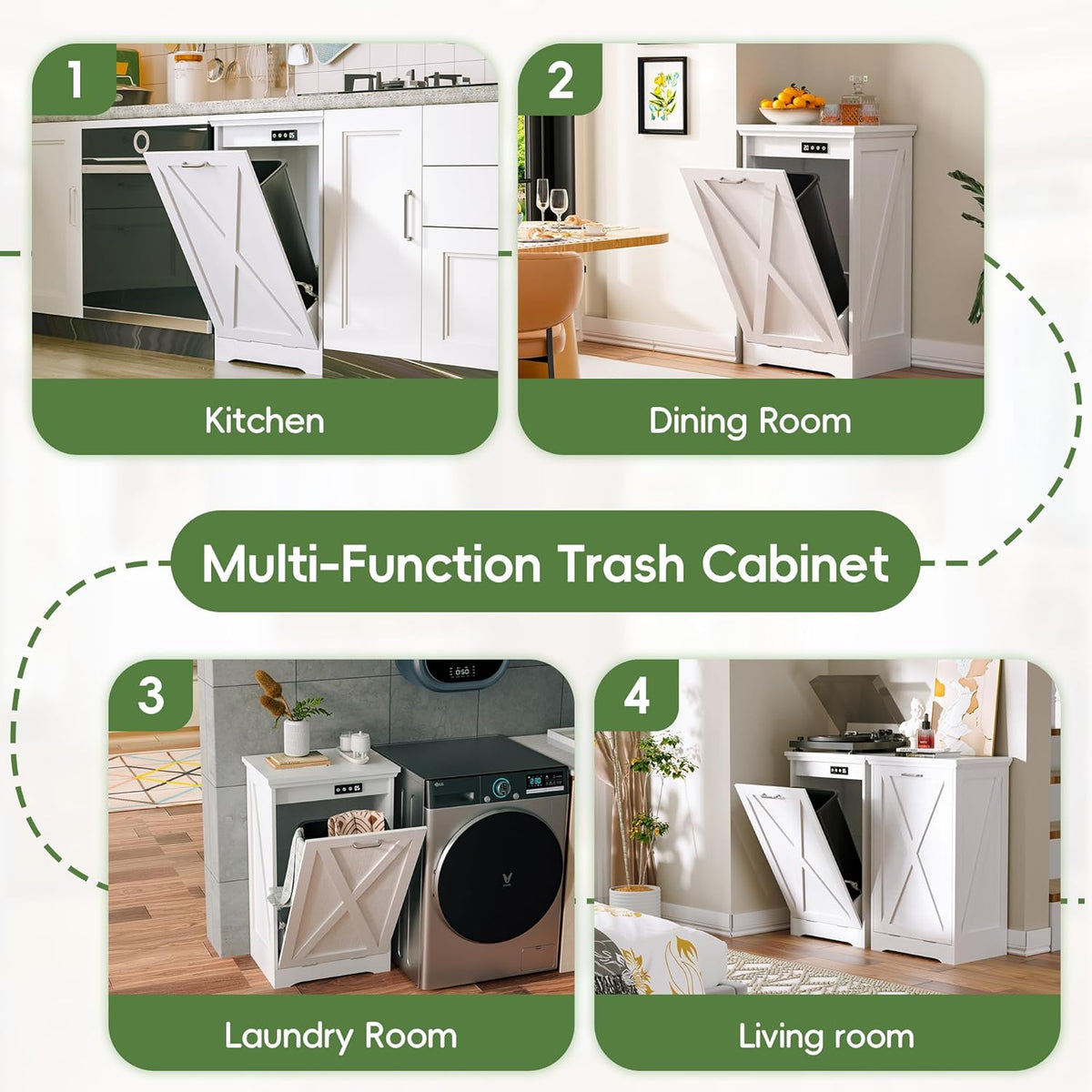 Betterhood TOLEAD Tilt Out Trash Can Cabinet, Hidden Trash Bin with Deodorizing & Negative Ion