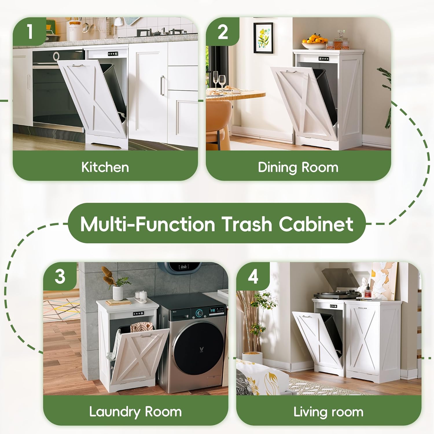Betterhood TOLEAD Tilt Out Trash Can Cabinet, Hidden Trash Bin with Deodorizing & Negative Ion