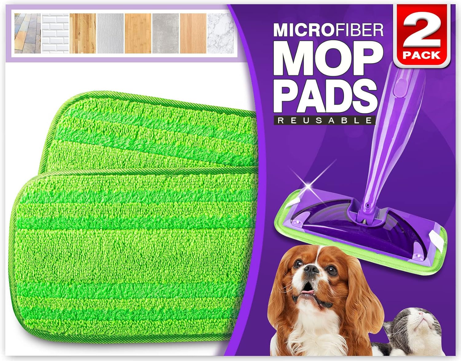 Orighty Reusable Mop Pads Compatible with Swiffer WetJet - Microfiber Pad Refill Machine Washable