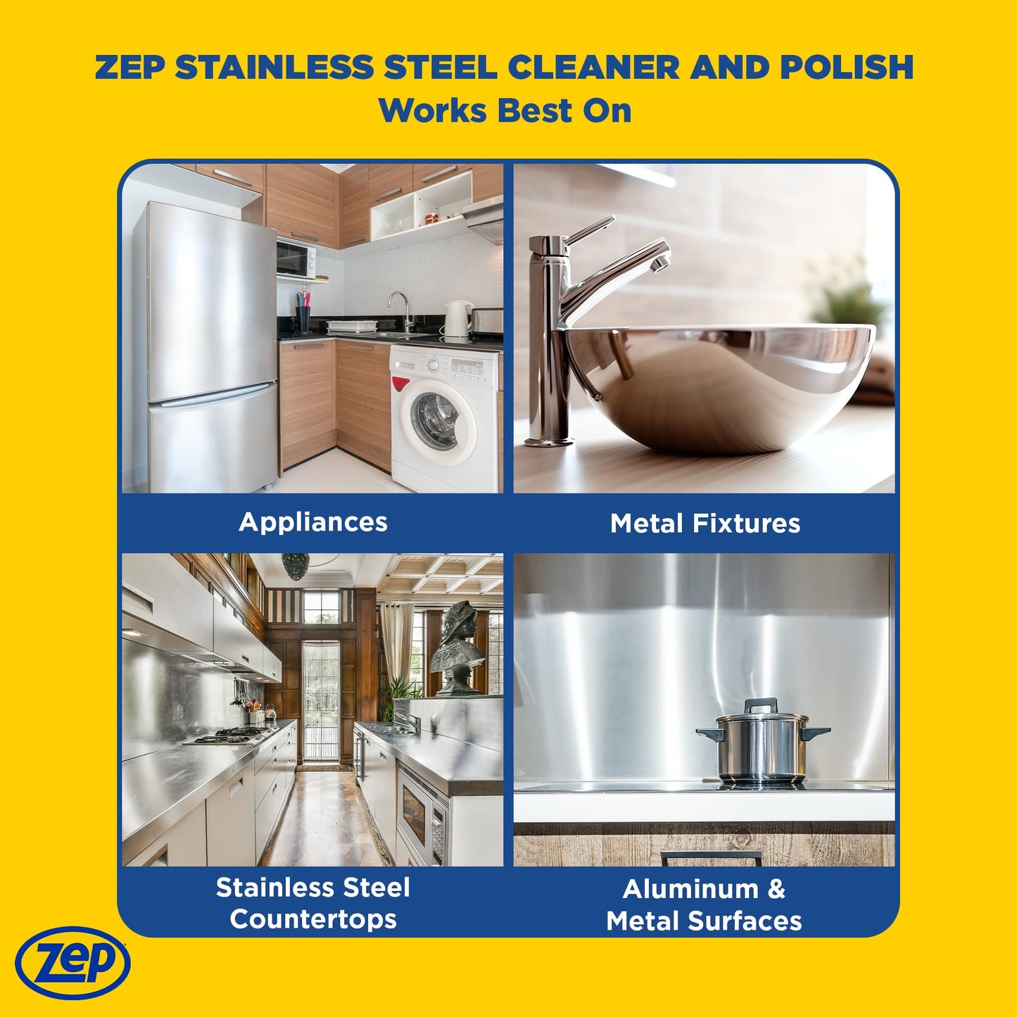Zep Stainless Steel Cleaner and Polish 14 ounces - ZUSSTL14 - Protects Metal Surfaces from