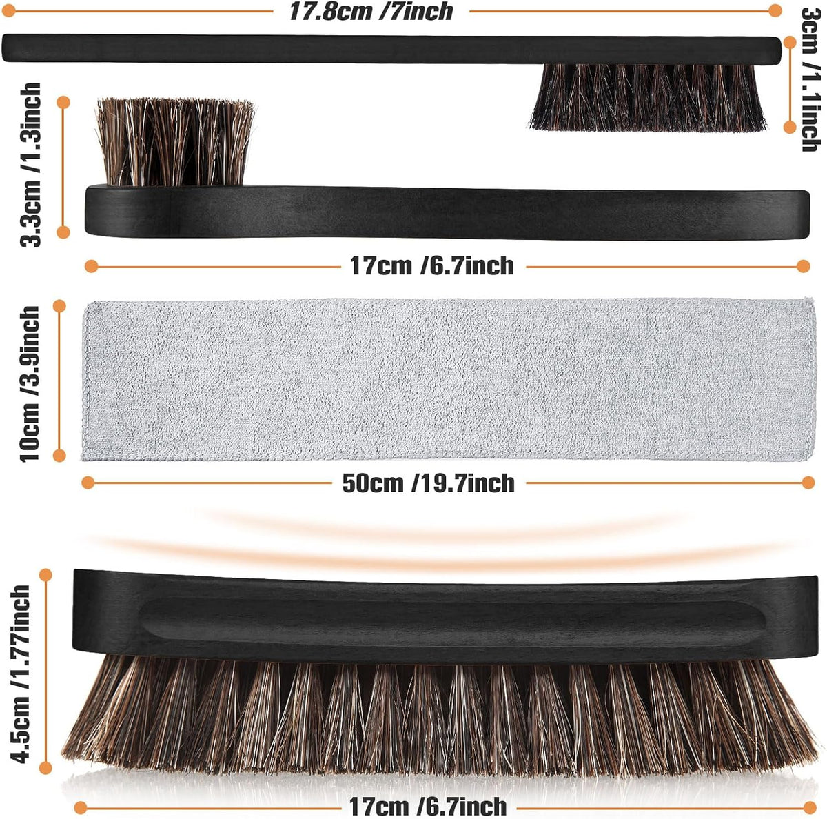 4 Pcs Horsehair Shine Shoes Brush Kit Polish Dauber Applicators Cleaning Leather Shoes Boots Care