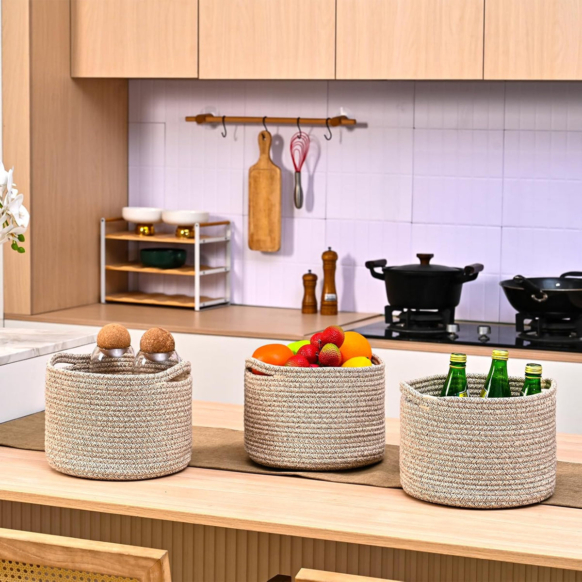 Small Storage Baskets for Organizing, Organizer Baskets for Shelves, Small Woven Basket for