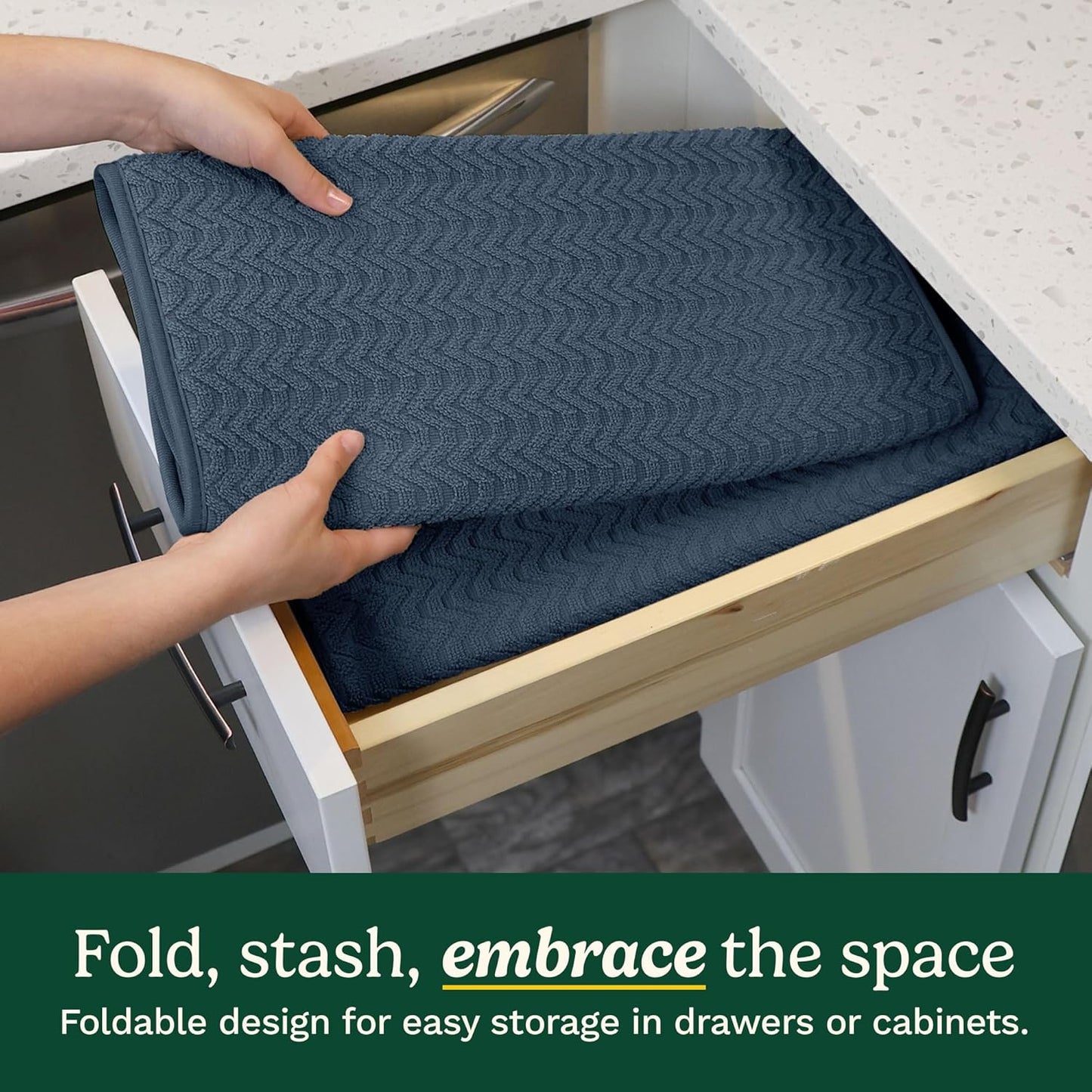 Cuisinart Dish Drying Mats for Kitchen Counter - (2) 18" x 24" Ultra Absorbent Dish Drying Mat XL