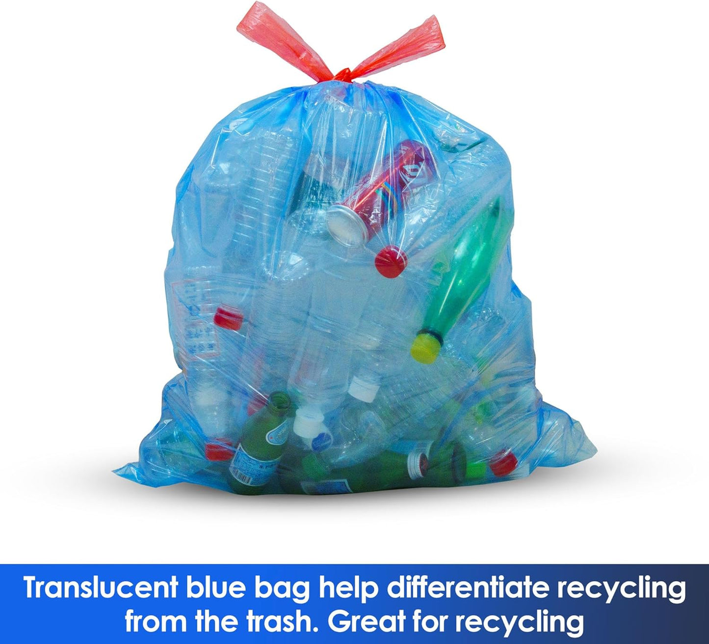 13 Gallon Recycling Trash Bags, Unscented 200 Count Drawstring Tall Kitchen Garbage Bags