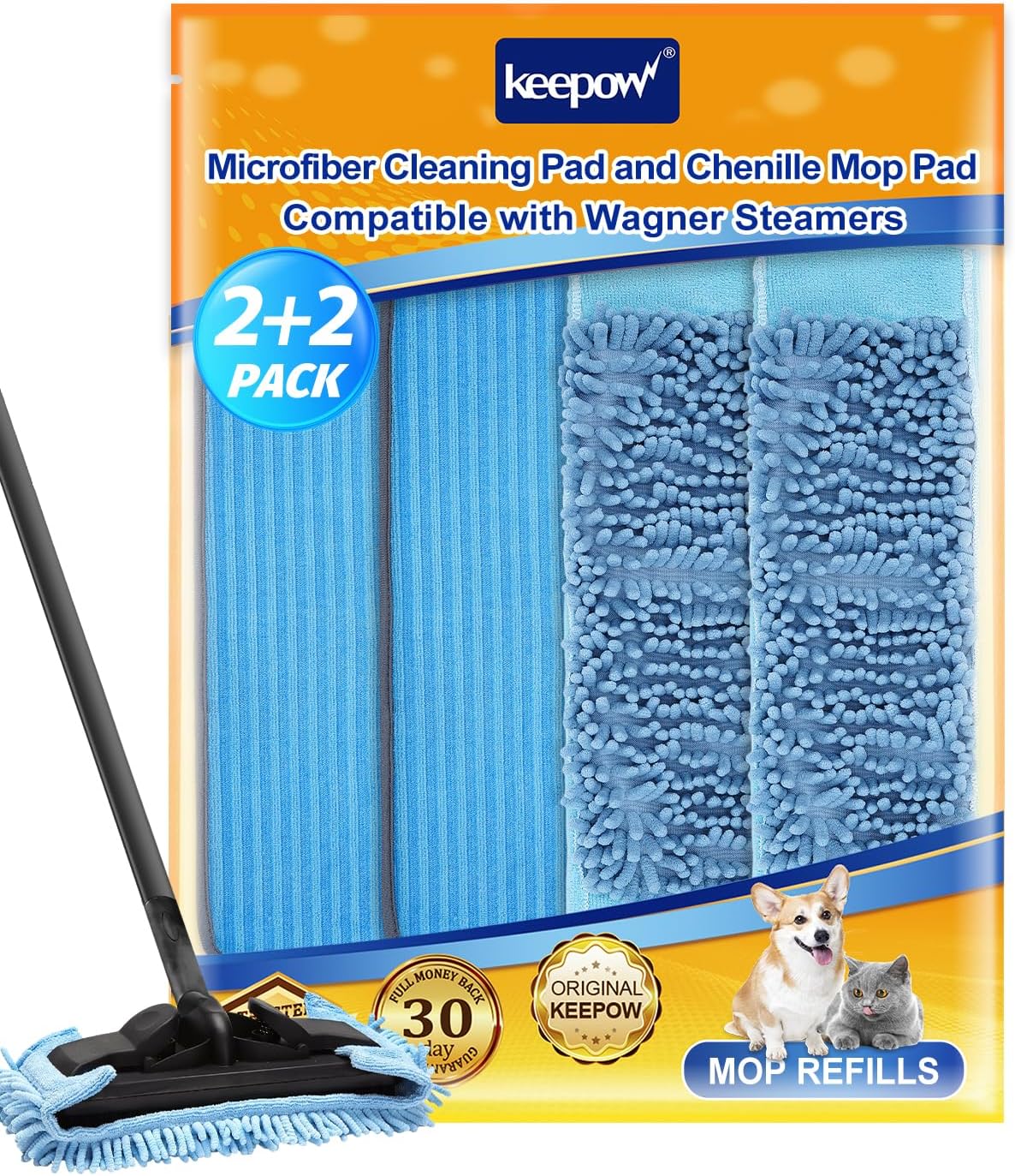 KEEPOW Reusable Microfiber Mop Pads Compatible with Wagner 905e, 915e & 925e Steamers, Reusable