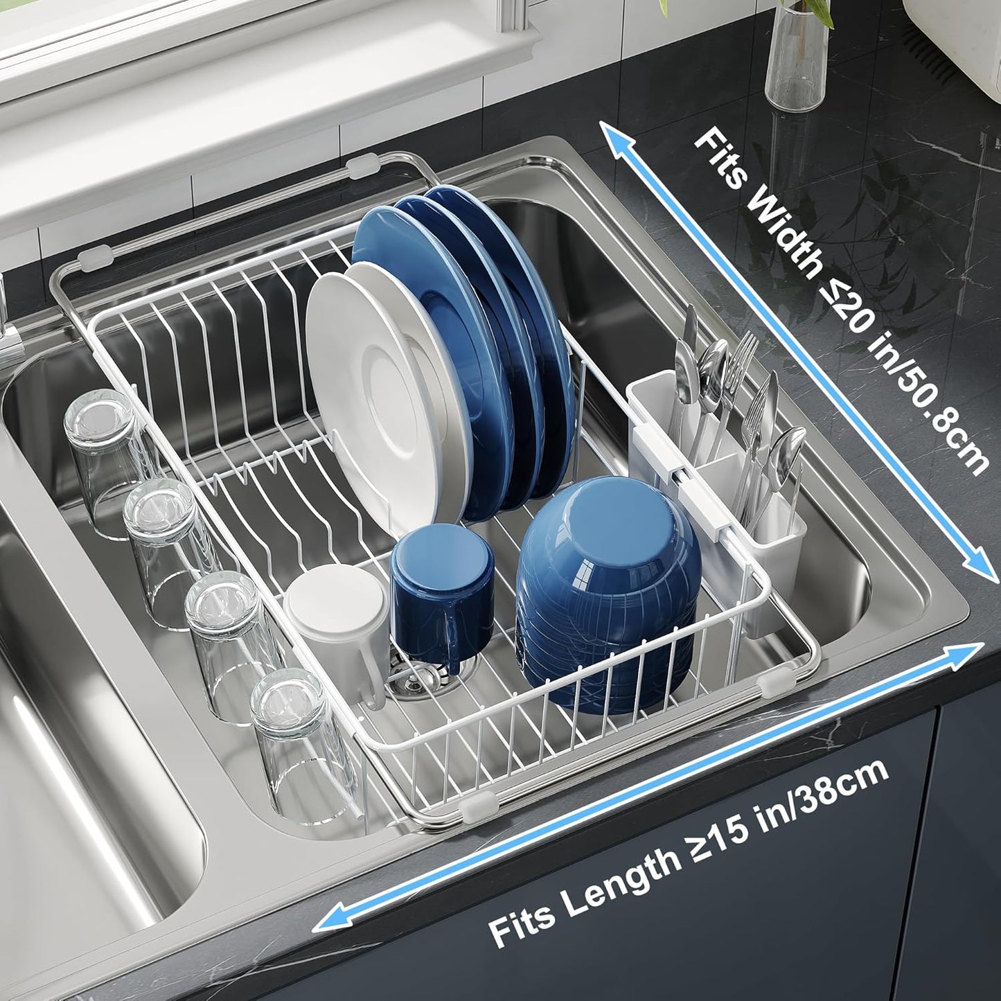 JASIWAY Dish Drying Rack in Sink, Small Dish Drainers for Inside Sink, Over The Sink Dish Racks