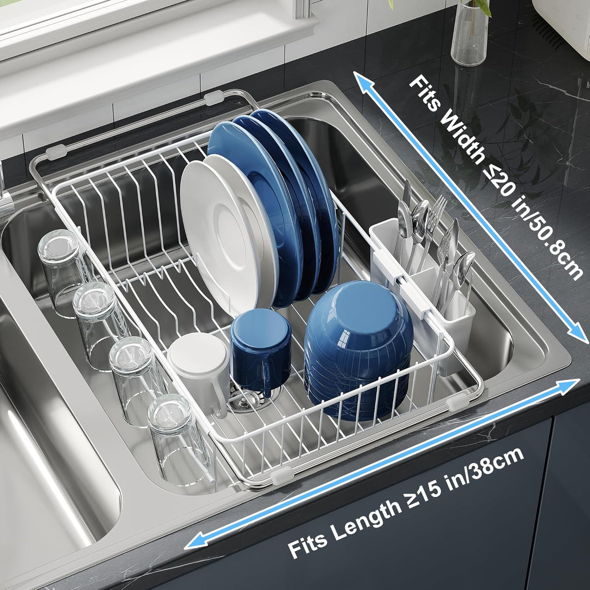 JASIWAY Dish Drying Rack in Sink, Small Dish Drainers for Inside Sink, Over The Sink Dish Racks