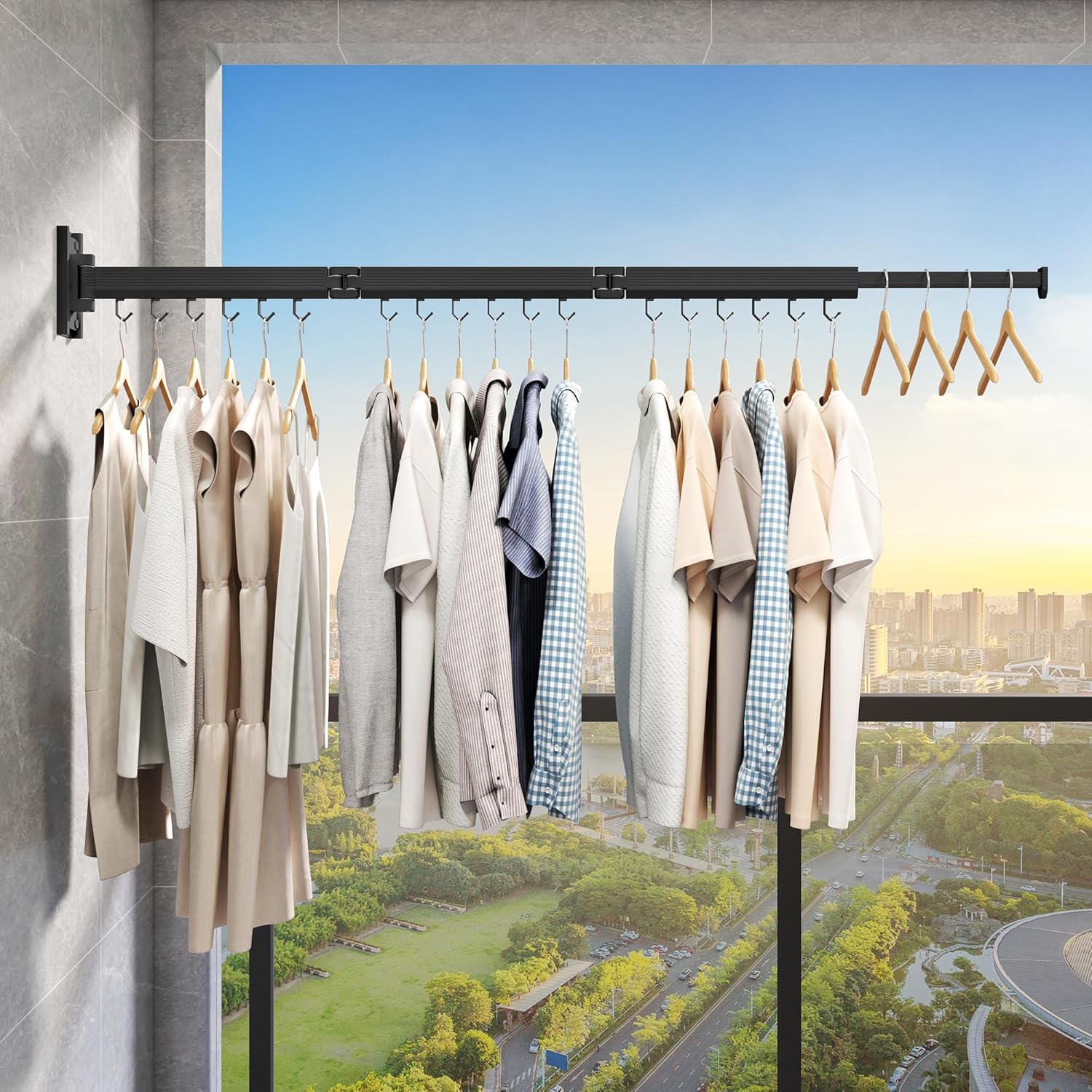 Wall Mounted Clothes Drying Rack, Collapsible Laundry Drying Rack, Retractable Foldable Drying Rack