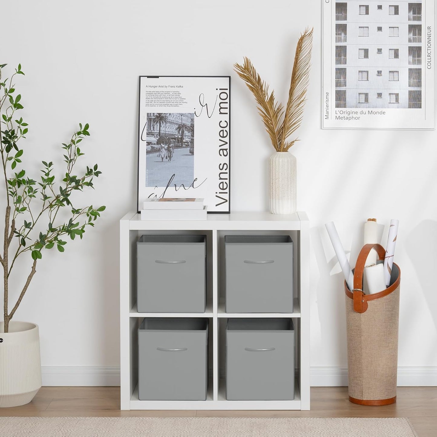 StorageWorks Gray Storage Cubes, 11 Inch Cube Storage Bins with Handle, Cube Storage Organizer Bins