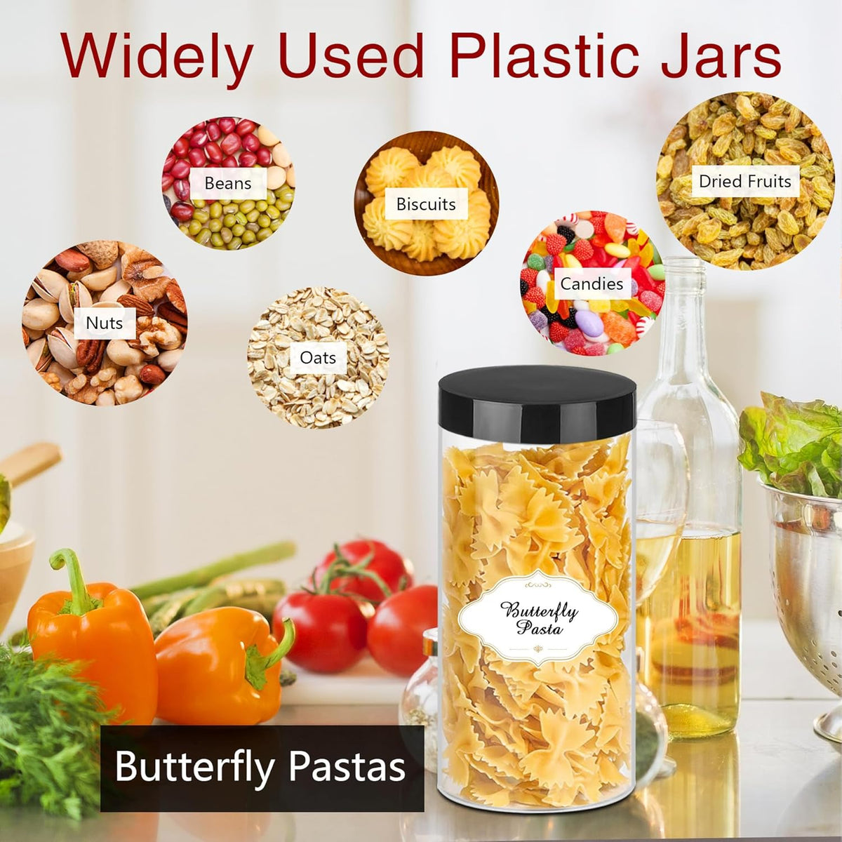 Plastic Jars with Lids 16 OZ, Plastic Jars 24 Pcs Slime Containers with Airtight Screw On Lids Leak