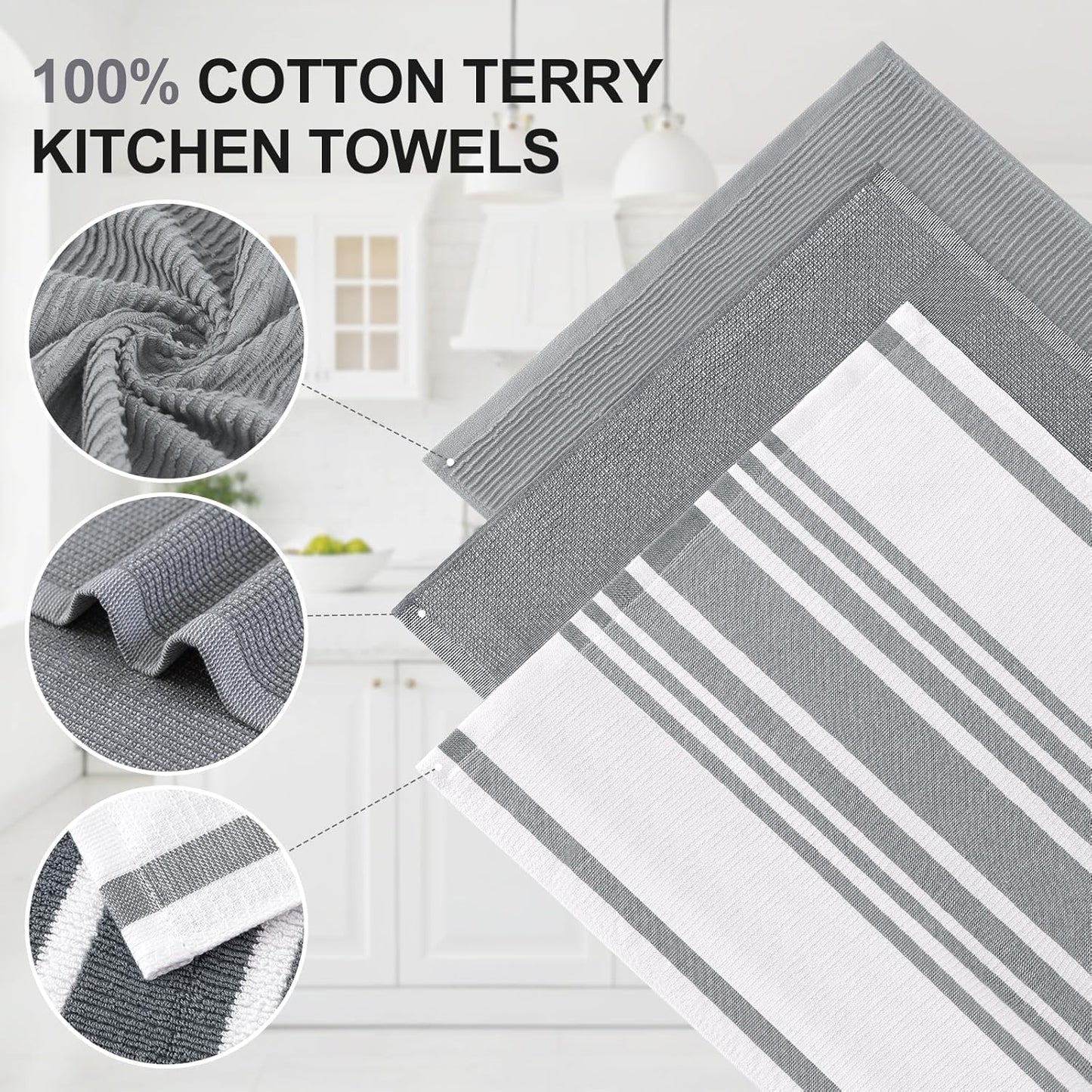 Homaxy Premium Kitchen Towels(18”x 28”, 9 Pack), Large Cotton 380 GSM Kitchen Hand Towels, Soft and