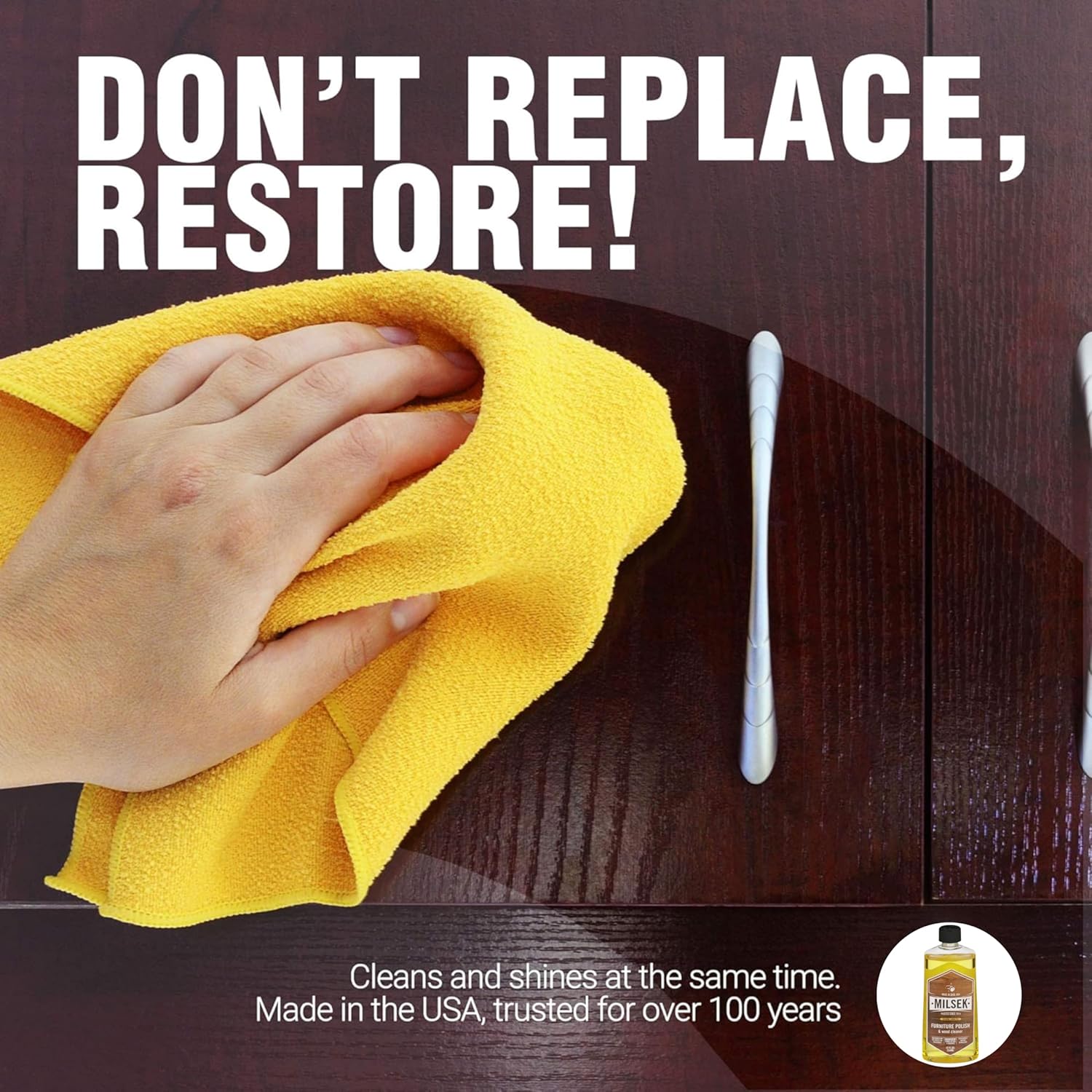 Milsek Furniture Polish and Wood Cleaner with Lemon Oil - Multipurpose Solution for Home