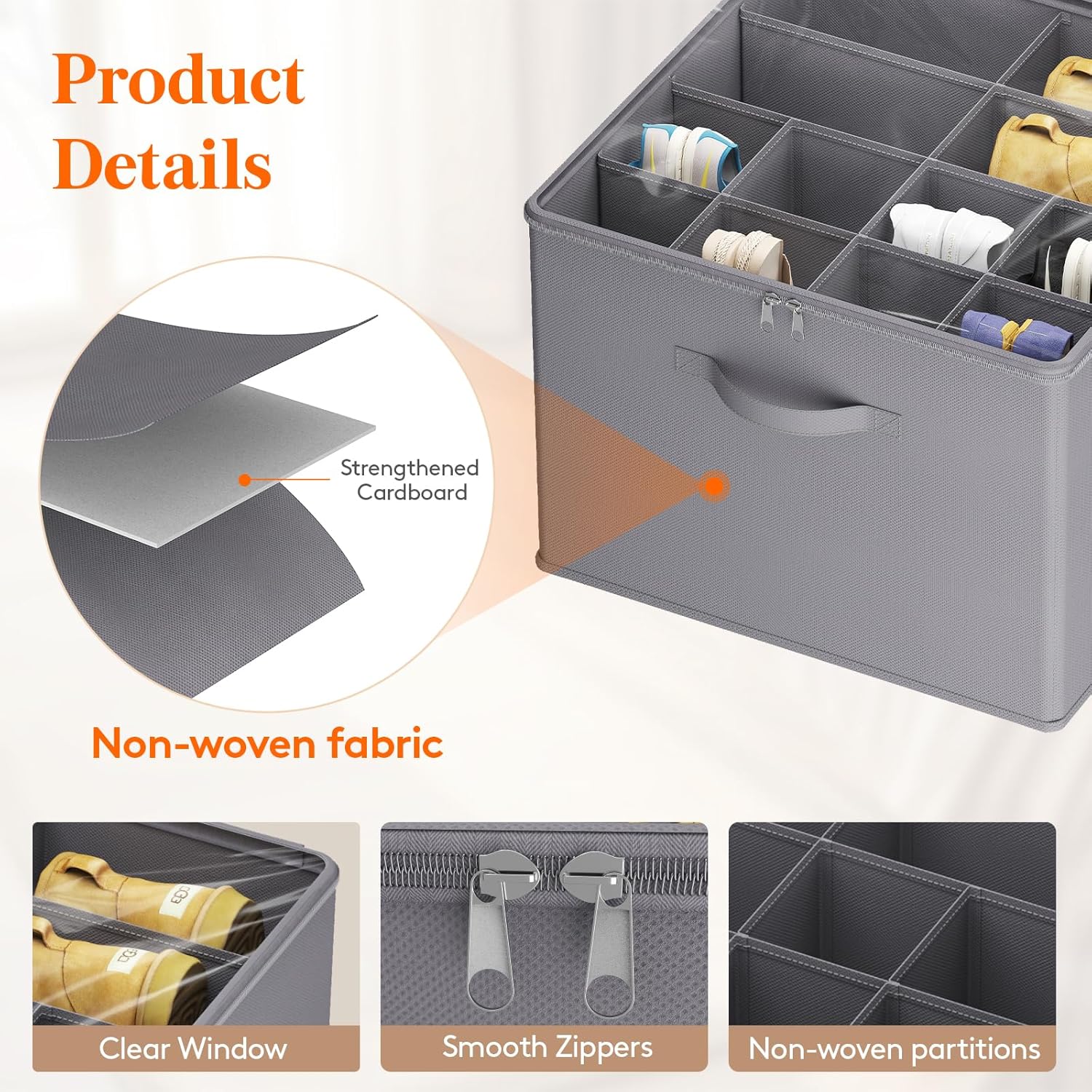 Lifewit Shoe Storage Organizer for Closet Fits 12-16 Pairs, Fabric Large Shoe Box Storage