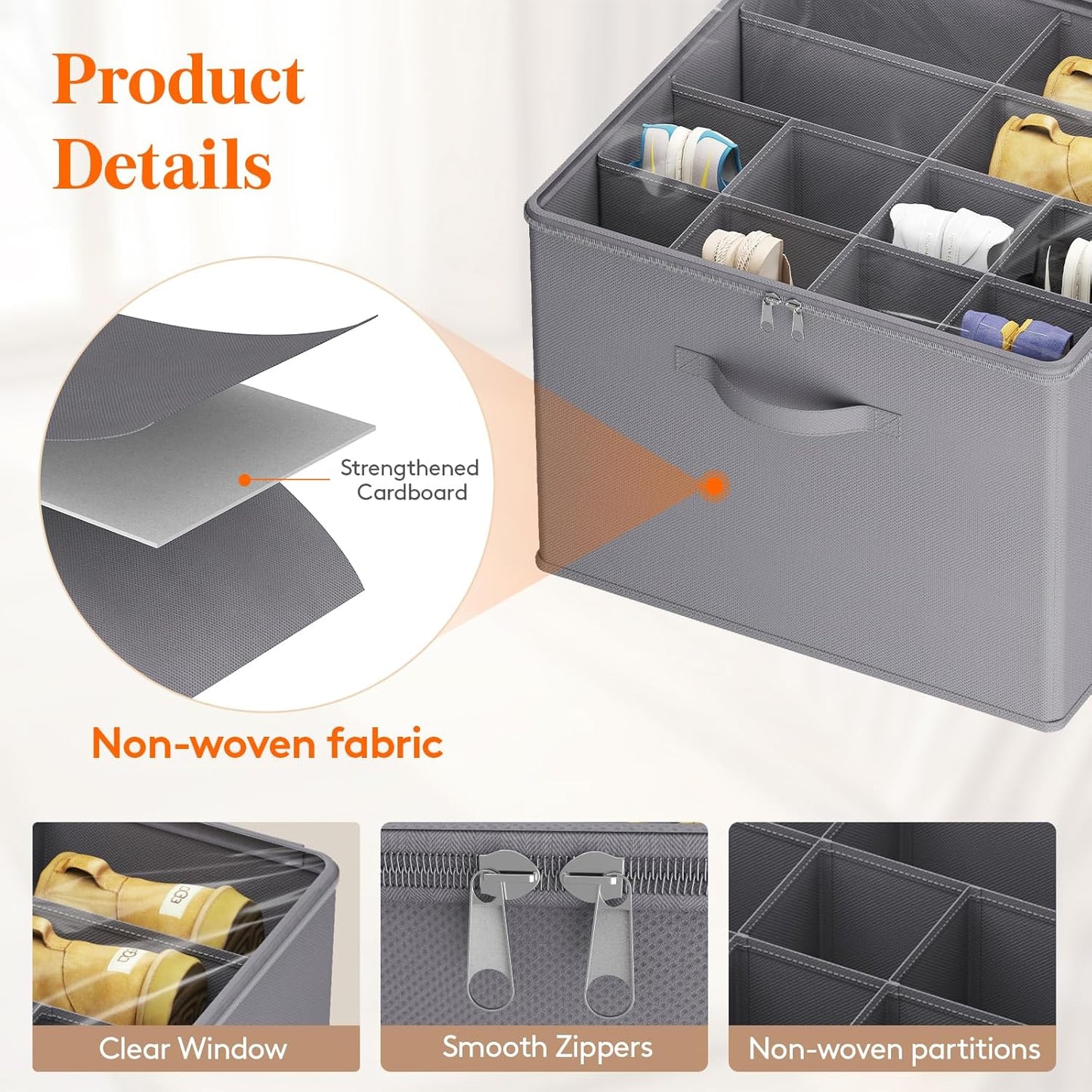 Lifewit Shoe Storage Organizer for Closet Fits 12-16 Pairs, Fabric Large Shoe Box Storage