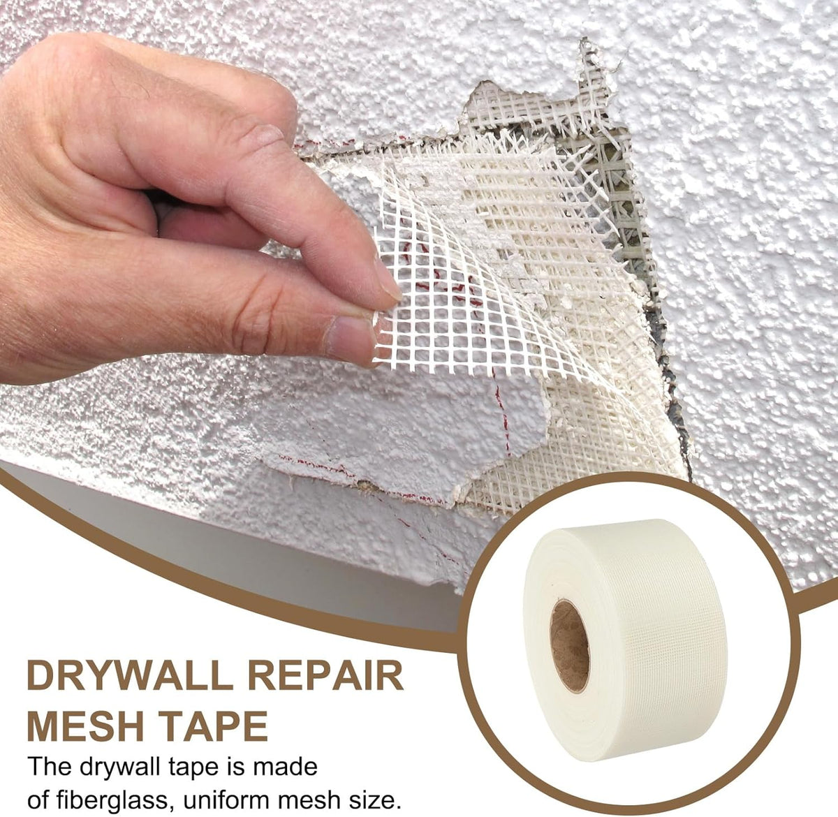 PATIKIL Drywall Repair Mesh Tape, 4 inch x 328 ft Fiberglass Repair Patch Self-Adhesive Dry Wall