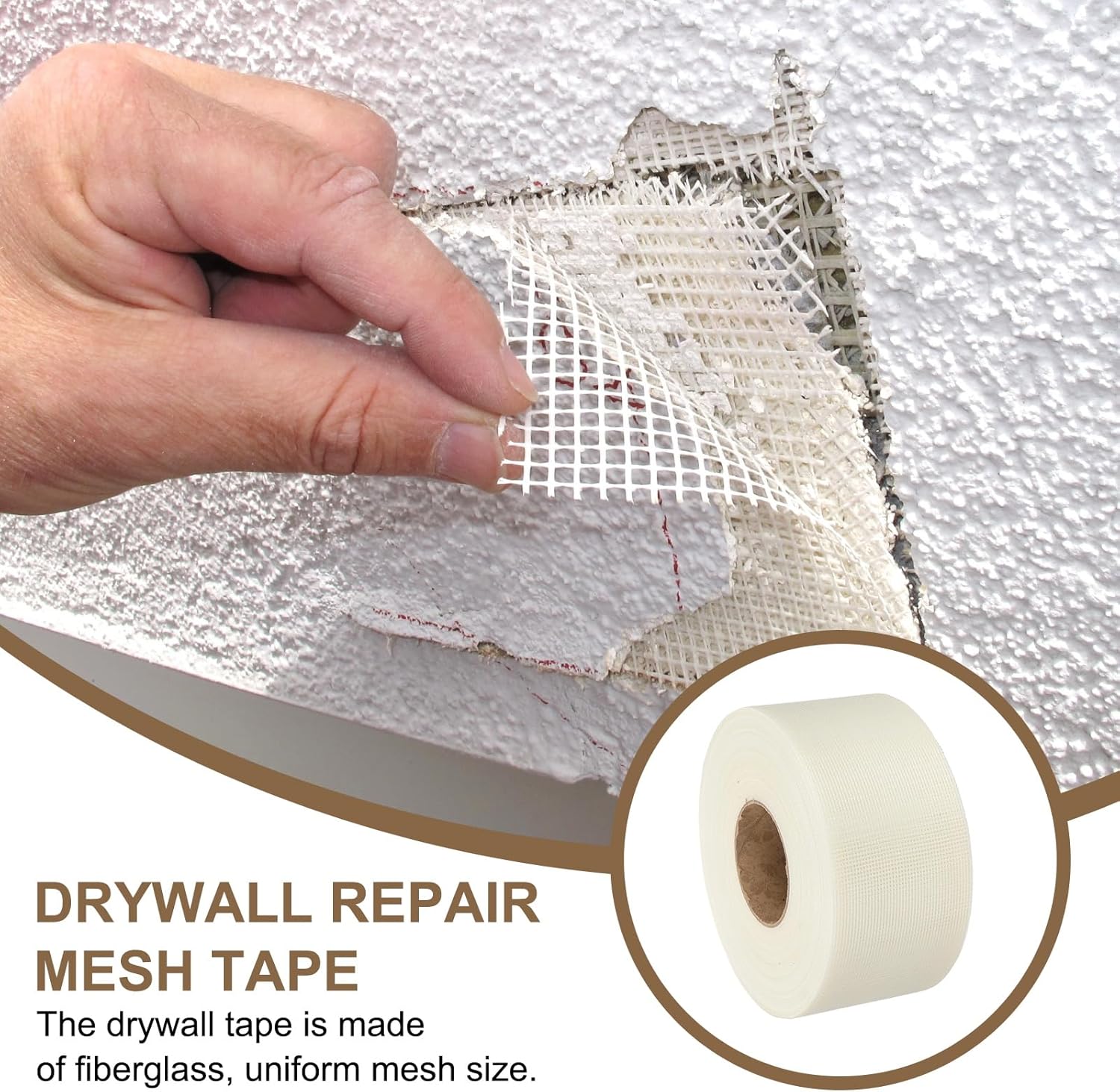PATIKIL Drywall Repair Mesh Tape, 4 inch x 328 ft Fiberglass Repair Patch Self-Adhesive Dry Wall