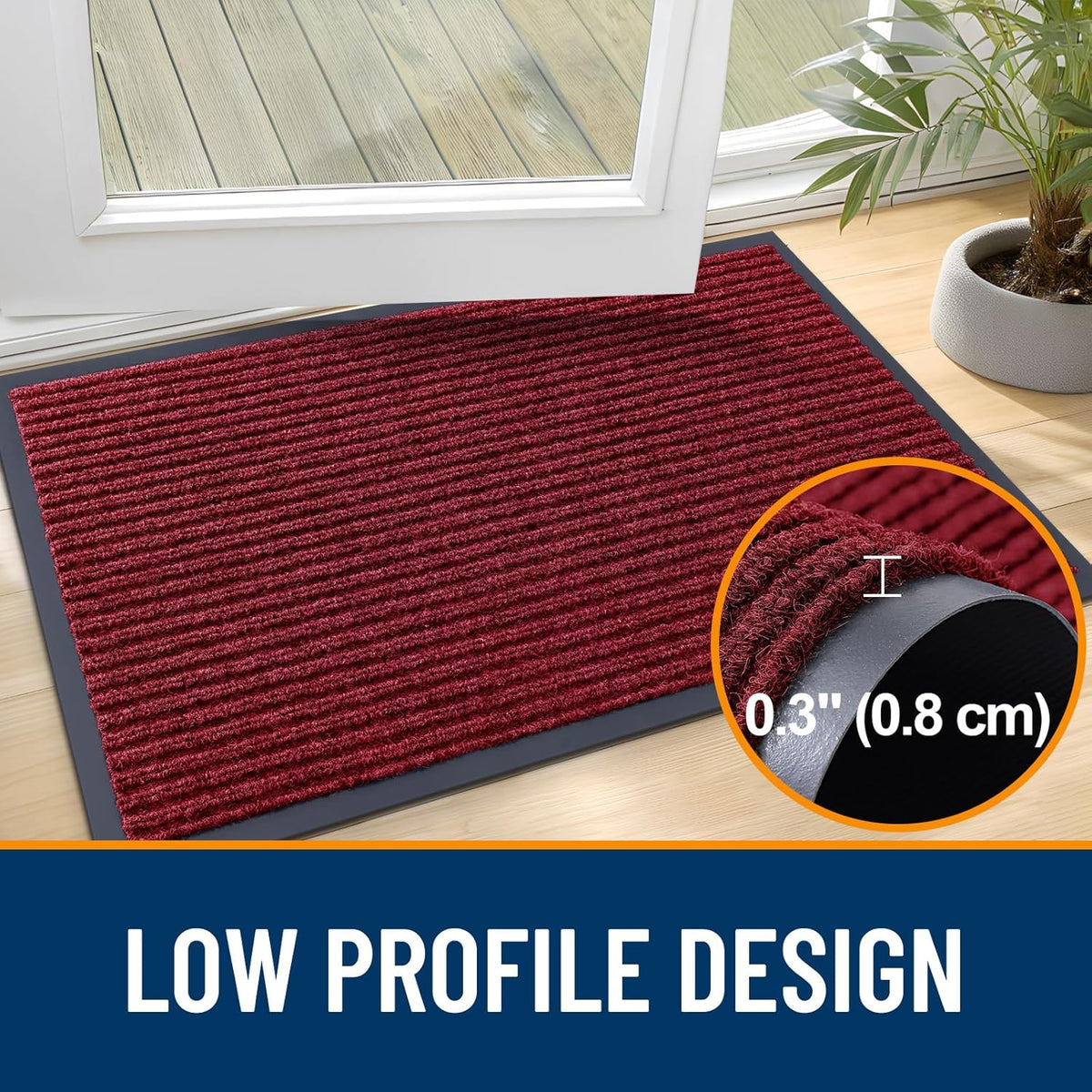 OLANLY Front Door Mat Indoor Outdoor Entrance, Waterproof Heavy Duty Doormat, Fade Resistant, Low