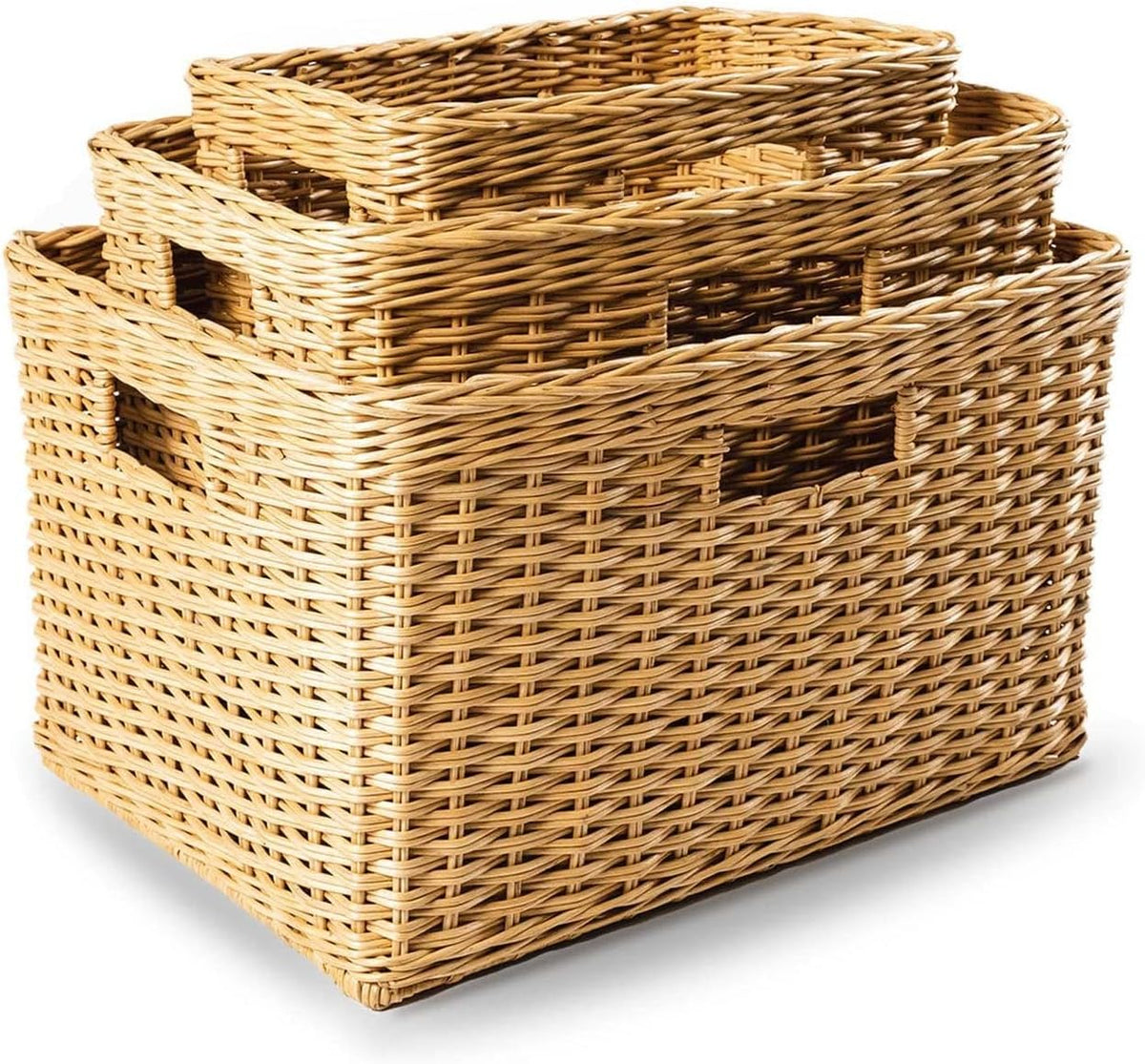 The Basket Lady Tall Rectangular Wicker Storage Basket, Medium, 20 in L x 13 in W x 11 in H