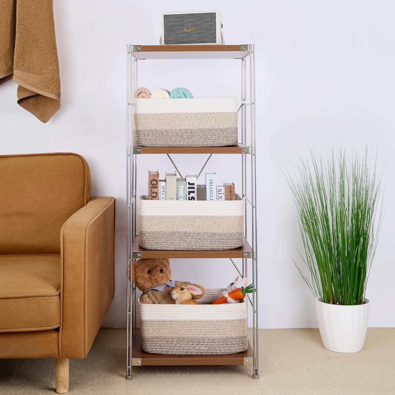 Large Storage Baskets for Organizing, Closet Shelf Baskets for Clothes Blanket Towels, Baby