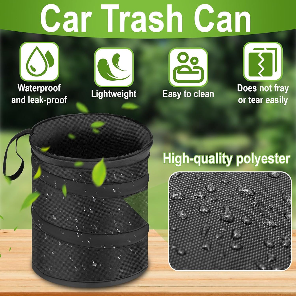 2 PCS Car Trash Can, Collapsible Pop-up Car Garbages Can, Portable Garbage Bin with Elastic Band