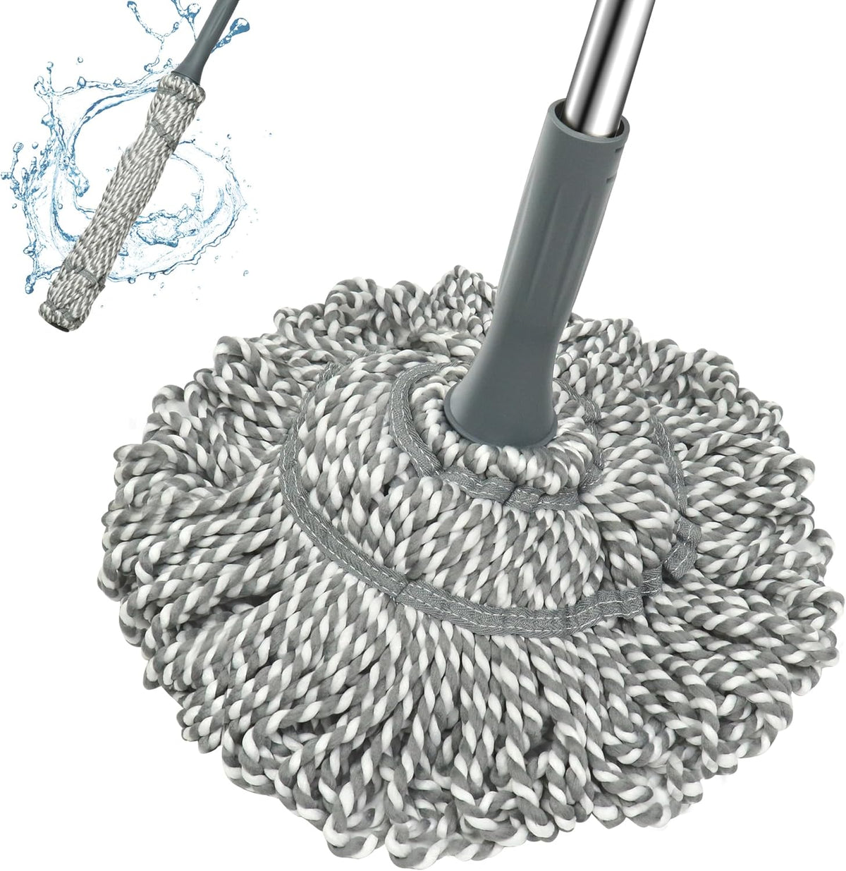 Self Wringing Mop - Easy Squeeze Twist Mop with 52.5 Inch Long Handle, Heavy Duty for Hardwood