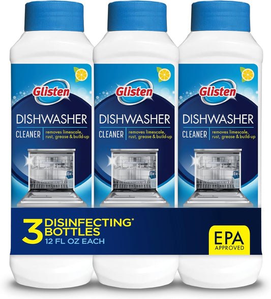 Glisten Dishwasher Cleaner, Removes Limescale, Rust, Buildup, and Grease, Lemon Scent, Made in the