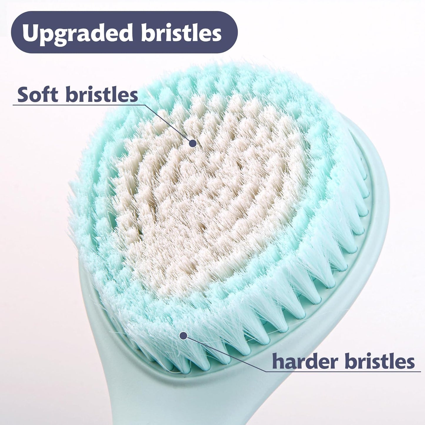 BEDELITE Back Scrubber for Shower - Long Handle Bath Brush (16.4 inches) with Soft Bristles