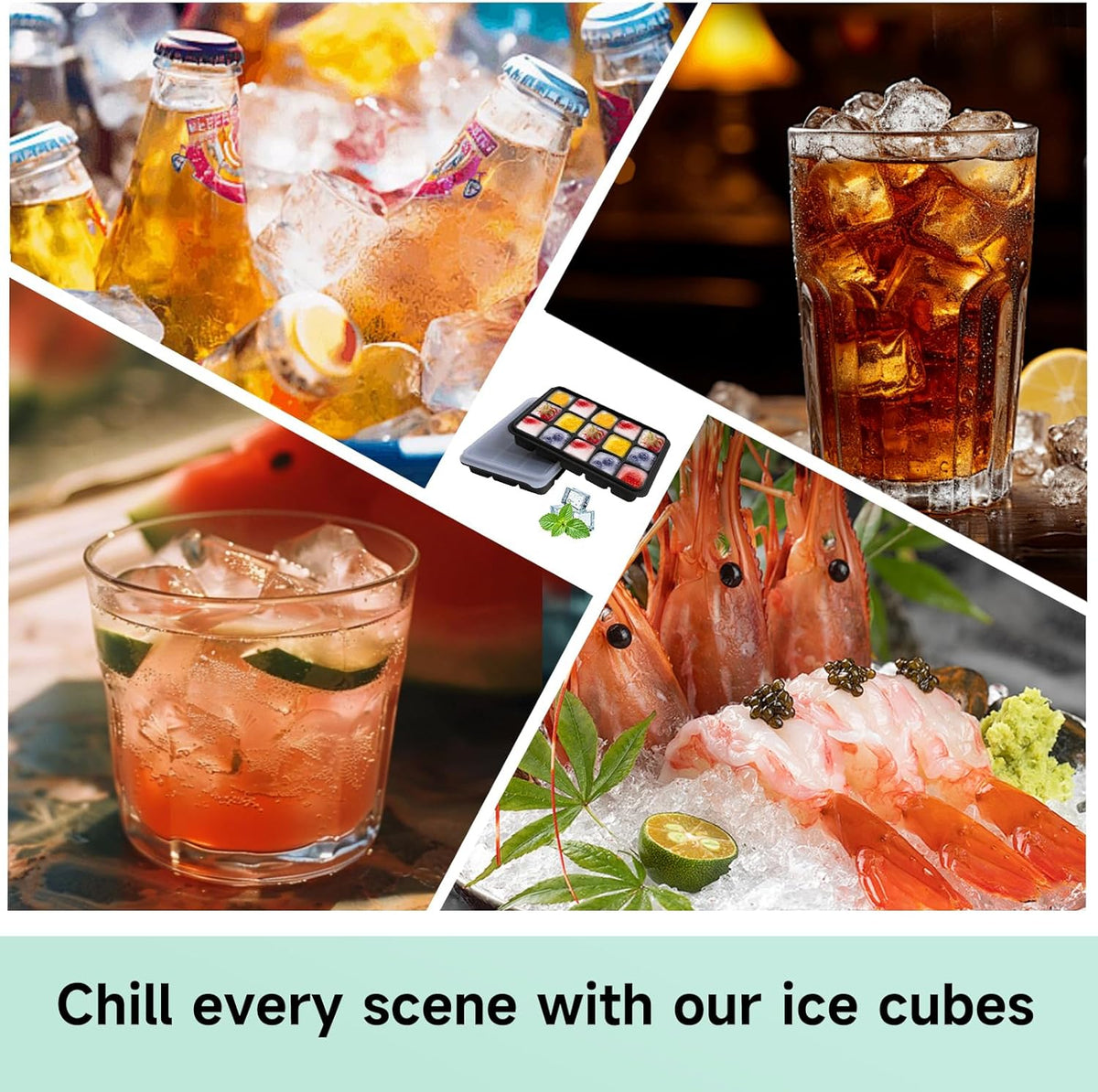 Tvmania Ice Cube Trays Set of 2, Easy Release 15 Flexible Silicone Ice Cube Molds with Removable