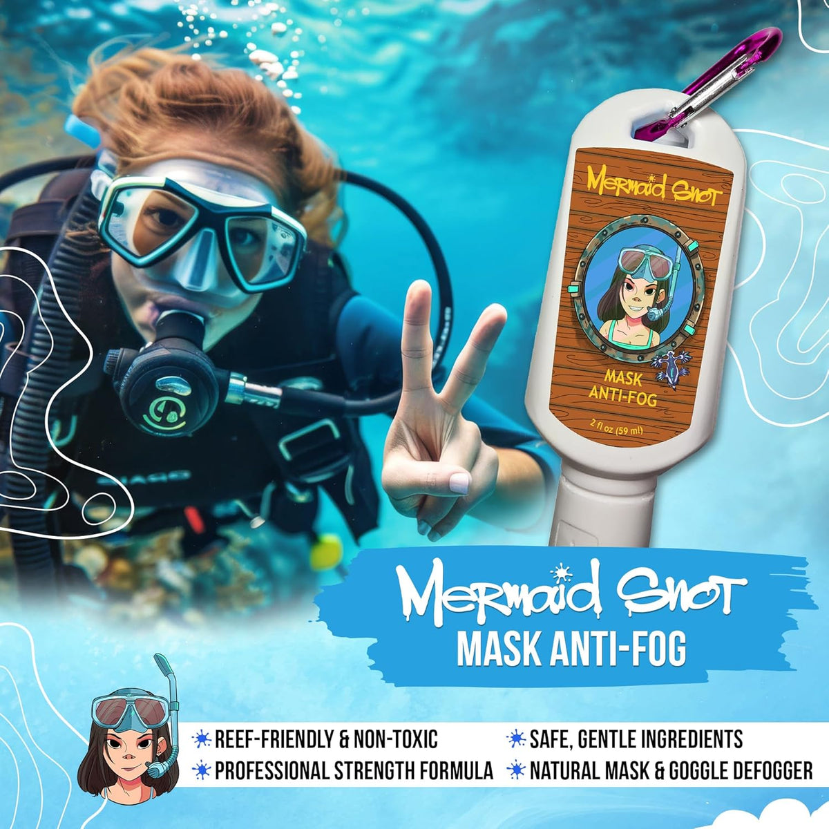 Neutripure Mermaid Snot Anti Fog Mask Defogging Gel for Scuba Diving and Snorking - Lani