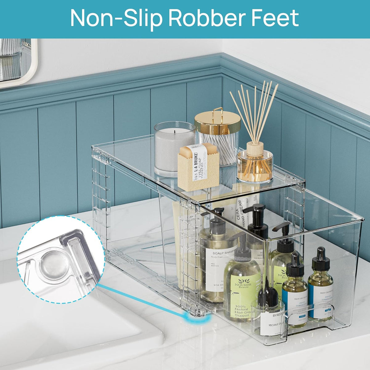 Vtopmart 6 Pack Clear Stackable Storage Drawers,Easy to Assemble Bathroom Organizers and Storage