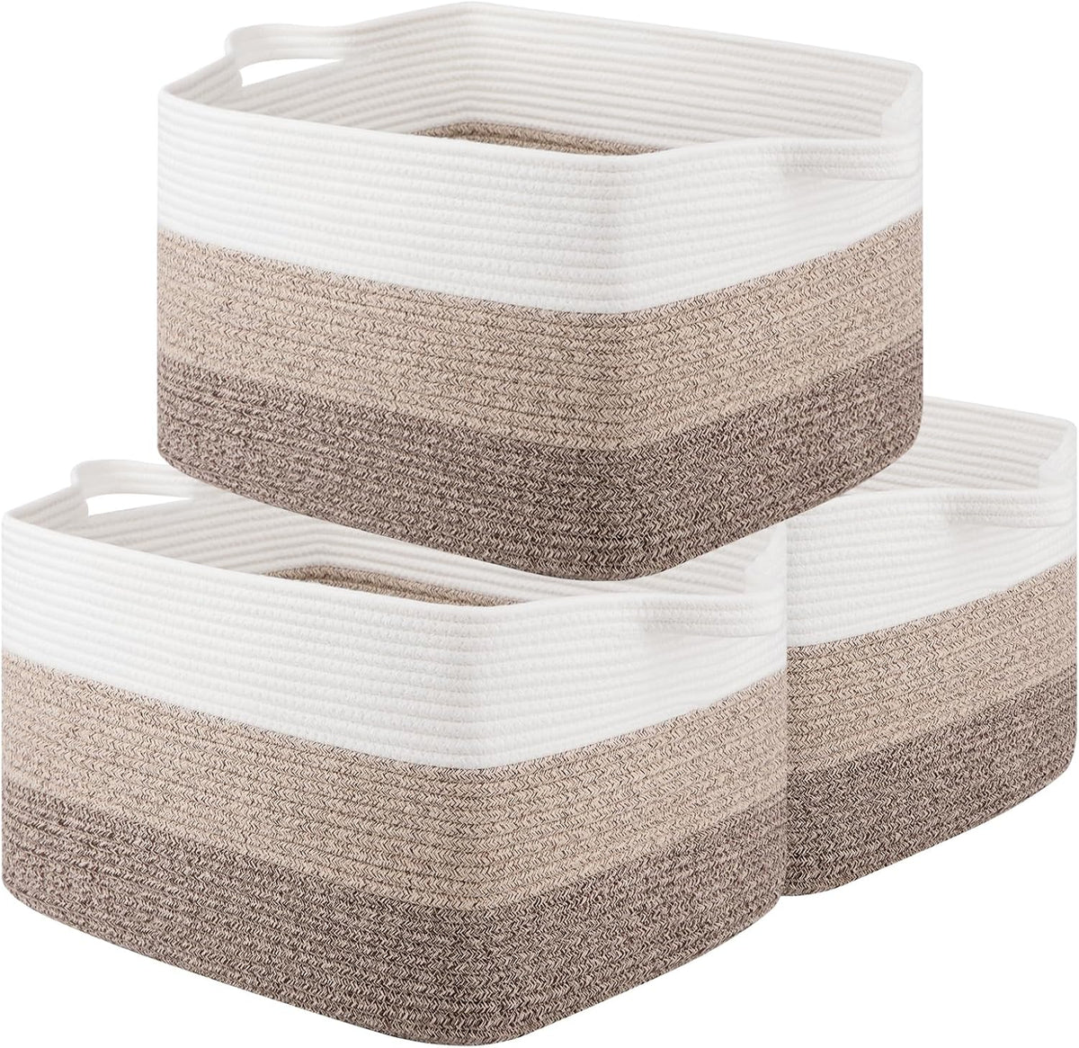 OIAHOMY Rectangle Woven Storage Basket - Nursery Cotton Rope Baskets for Storage, Toy Basket