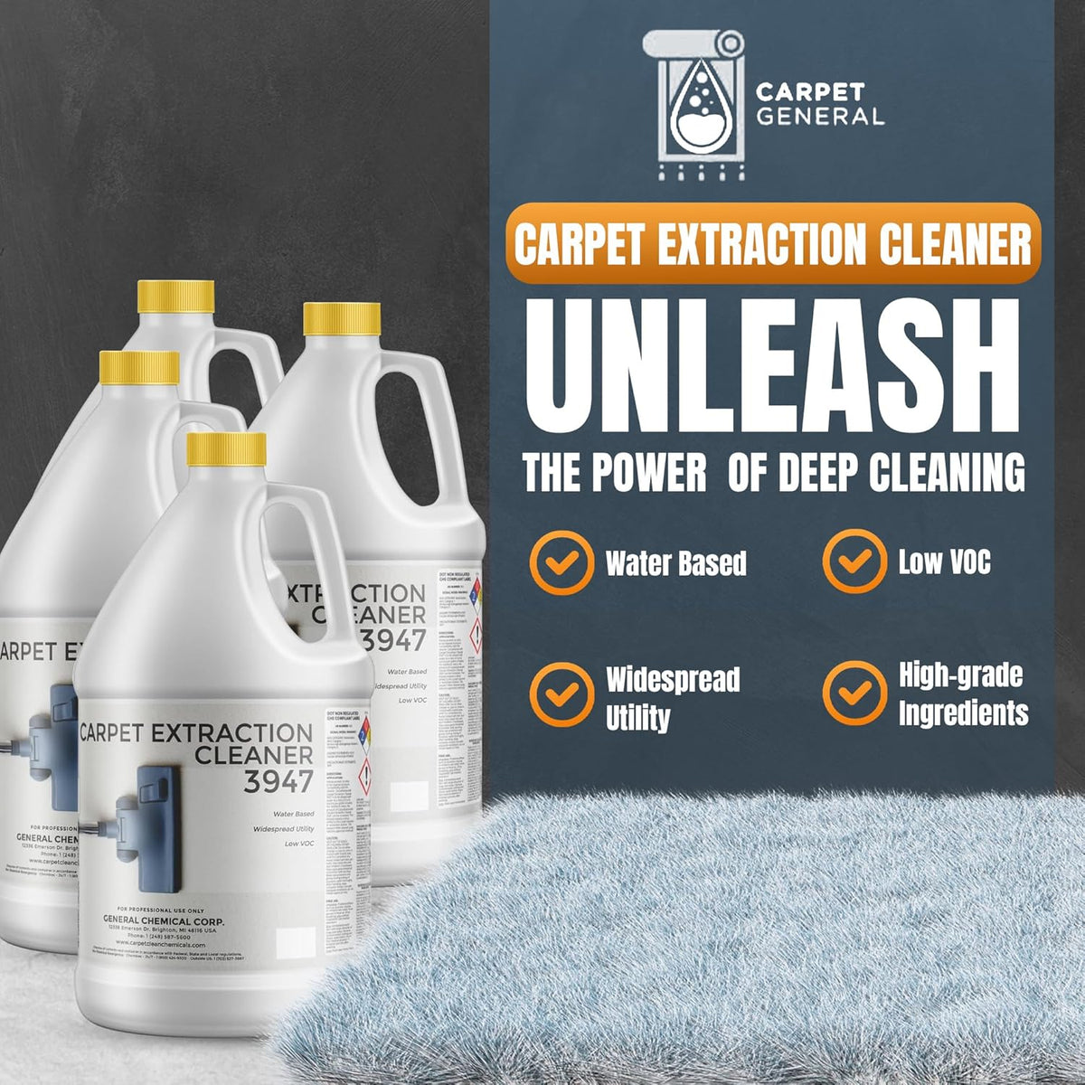 Carpet Extraction Cleaner - Water-Based Professional Deep Clean Carpet Cleaner Solution for Machine