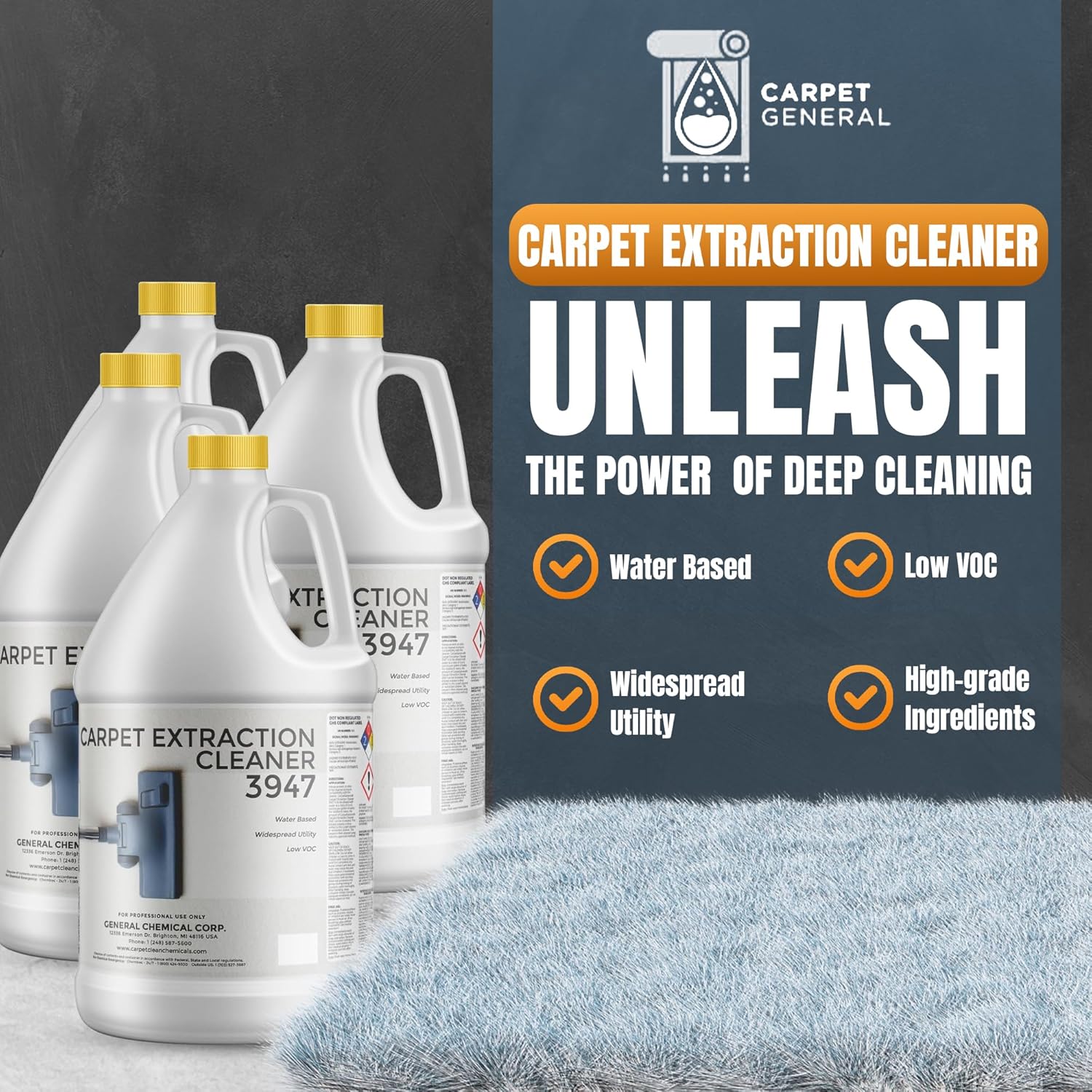Carpet Extraction Cleaner - Water-Based Professional Deep Clean Carpet Cleaner Solution for Machine
