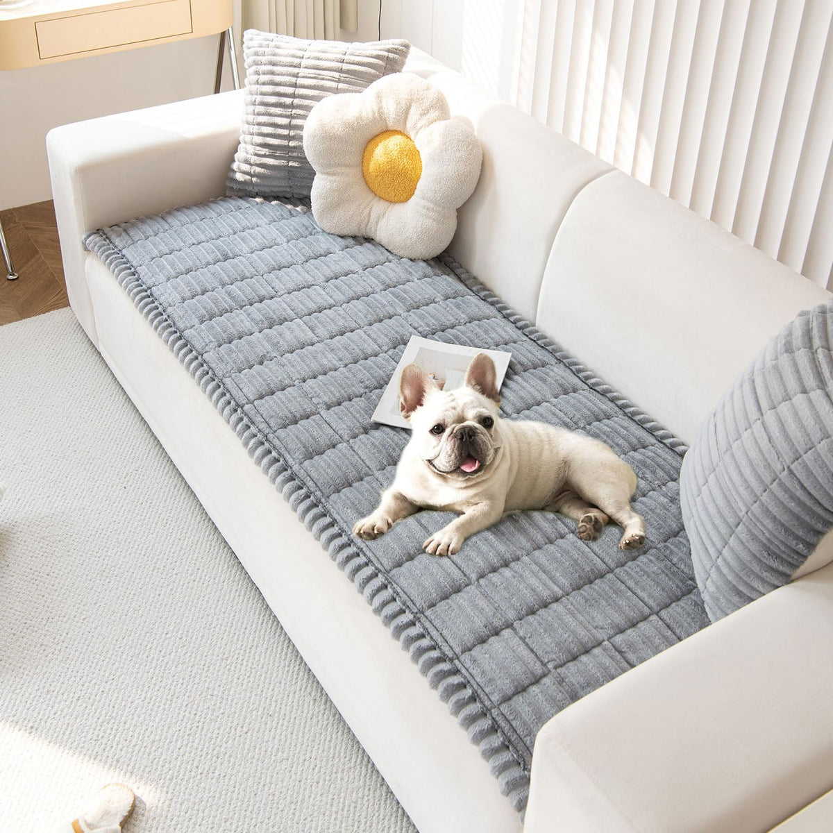 OTOB Couch Covers for Dogs Washable, Non Slip Plush Sofa Cover Kids Pet Friendly Furniture