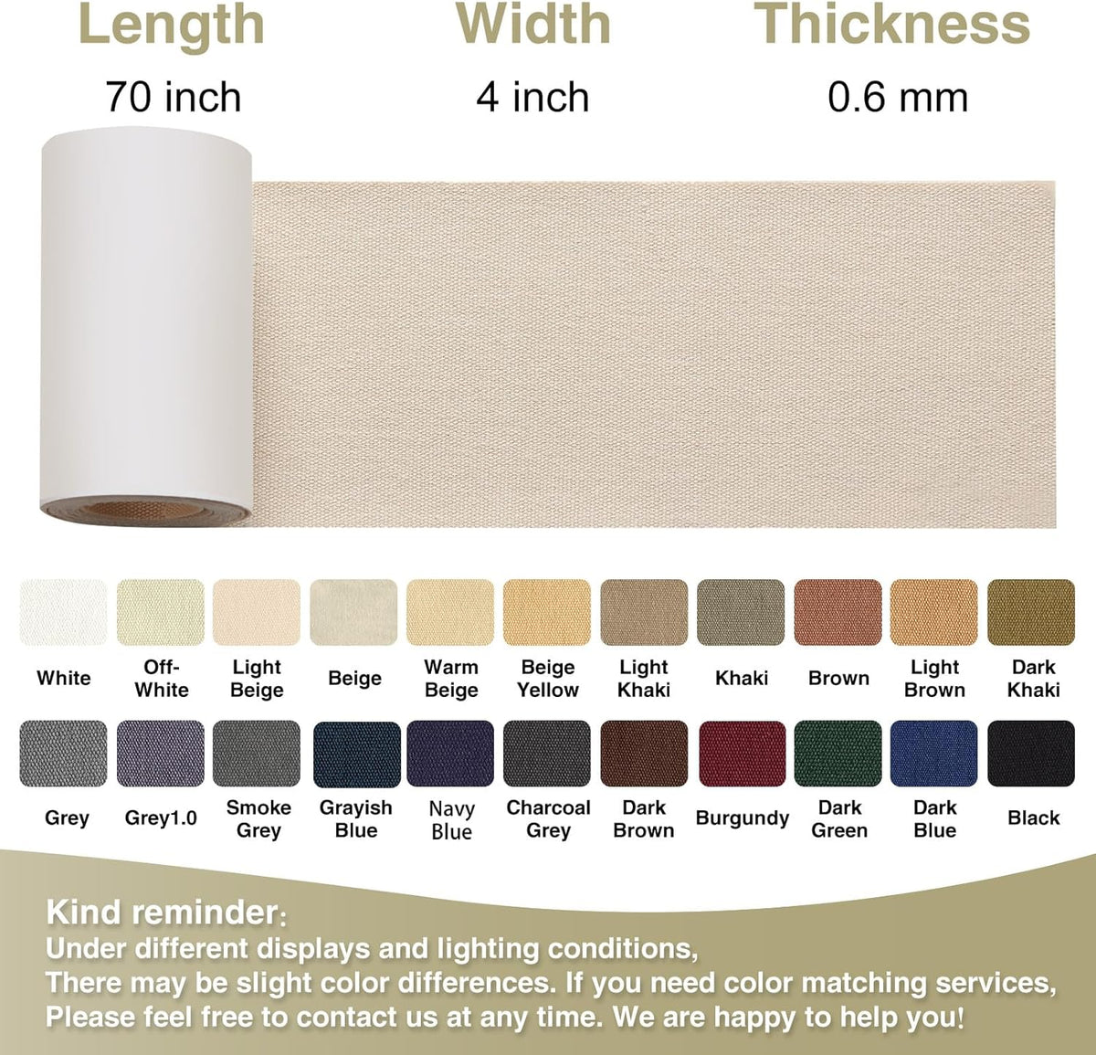 Canvas Repair Tape 4×70 Inch Waterproof Self-Adhesive Fabric Repair Patch for Repairing Boat