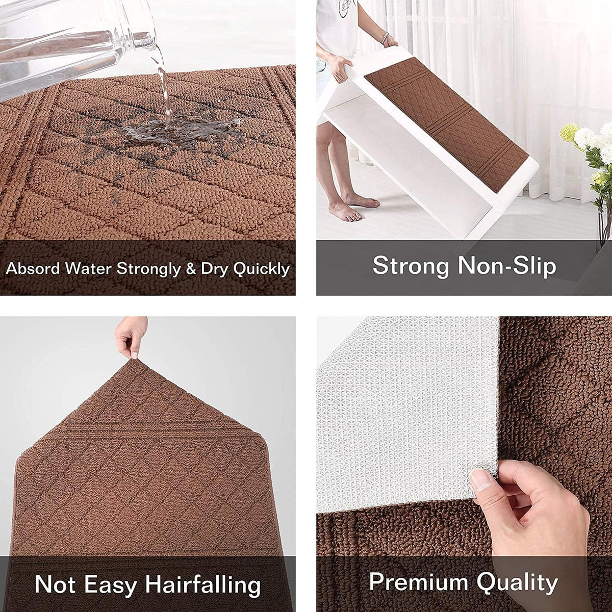 REFETONE Indoor Doormat, Front Back Door Mat 16"x24" Absorbent Rubber Backing Non Slip Door Mats