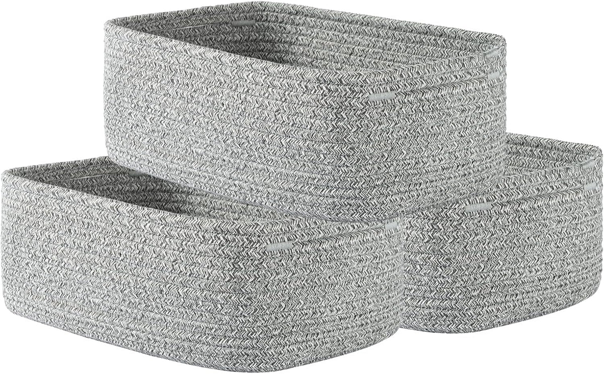 Small Woven Basket, 12 x 8 x 4.5 Inches, Storage Basket for Organizing, Cute Small Rope Shelf