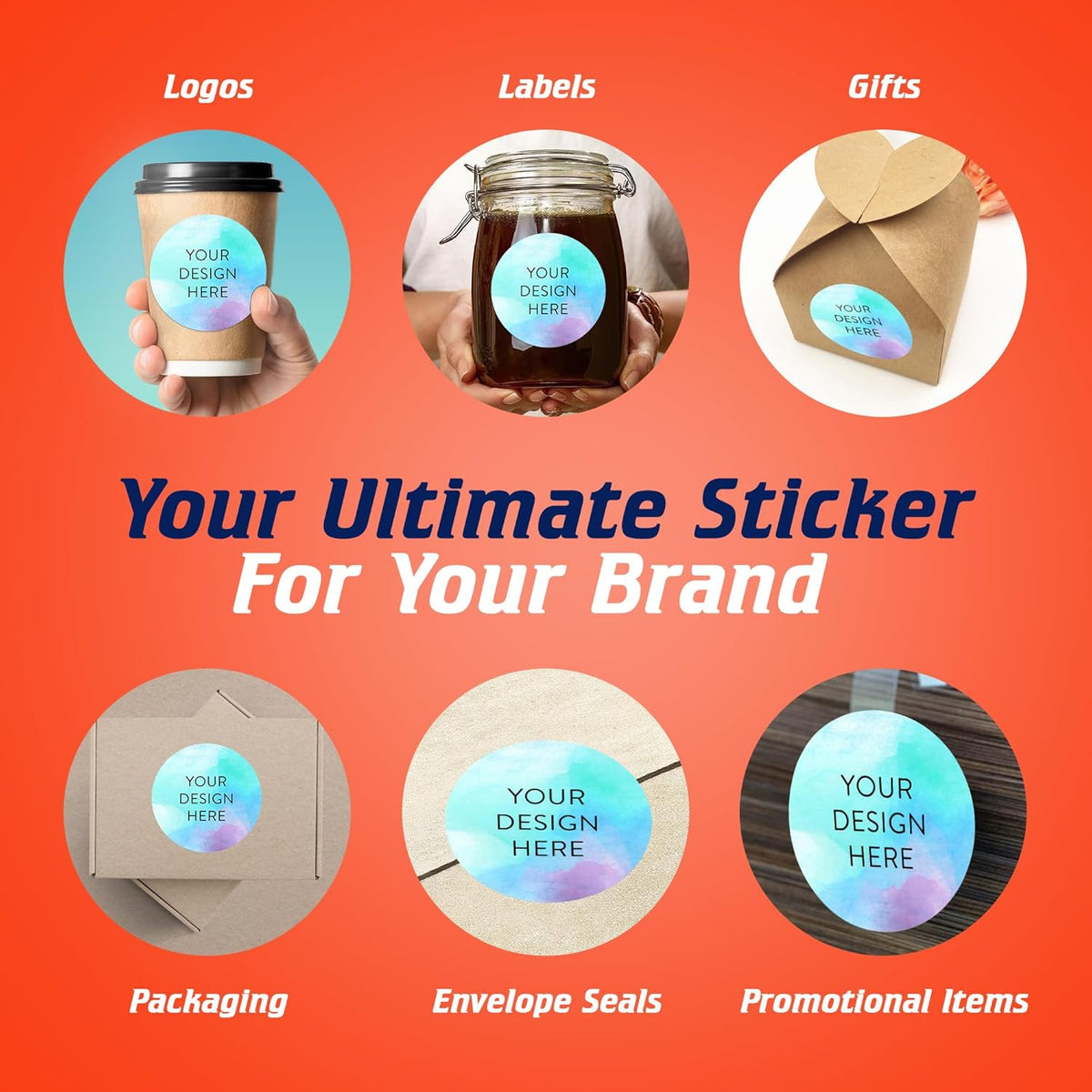 100 Custom Vinyl Stickers - Upload Your own Image, Text, Design, Logo - Personalized Logo Labels