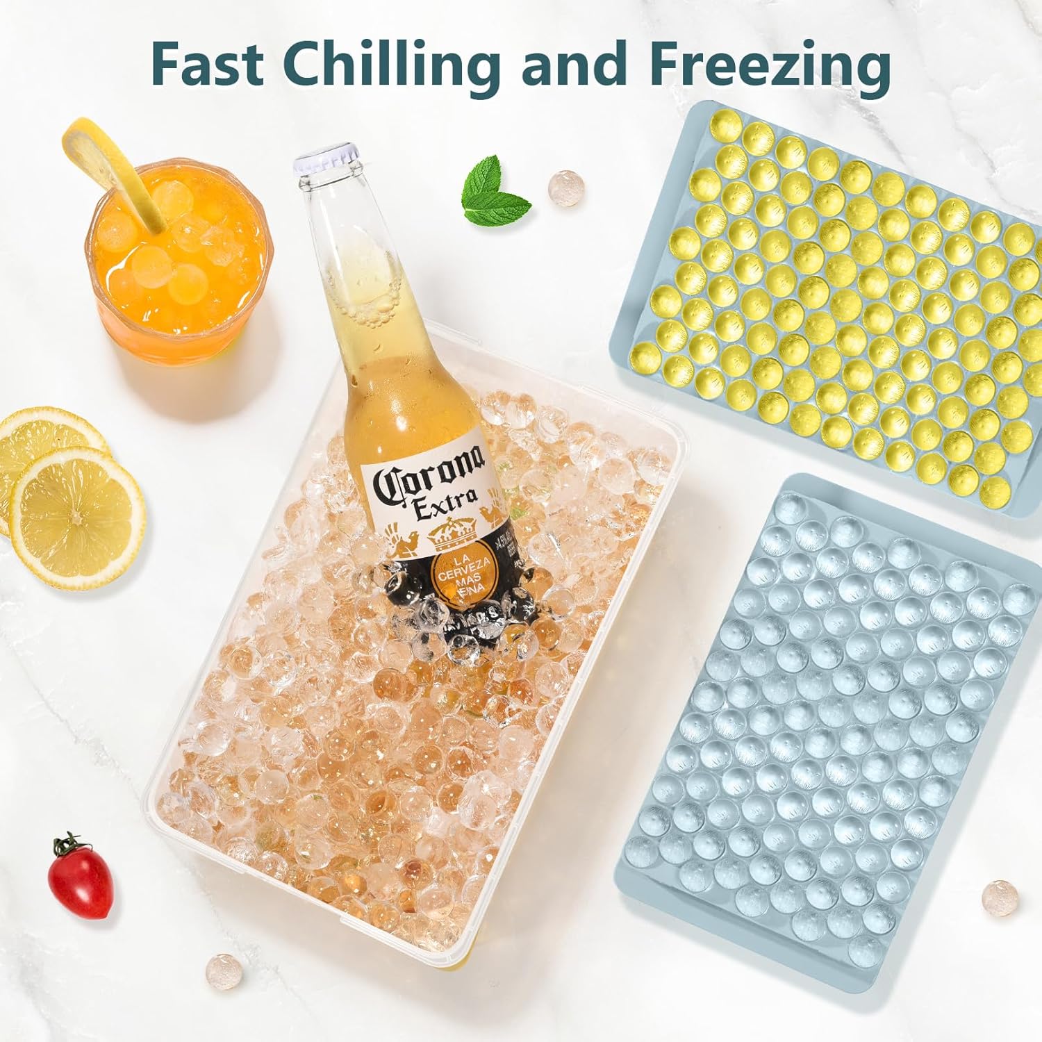 WIBIMEN Mini Ice Cube Trays, Small Tiny Round Pebble Crushed Nugget Ice Trays for Freezer with Lid