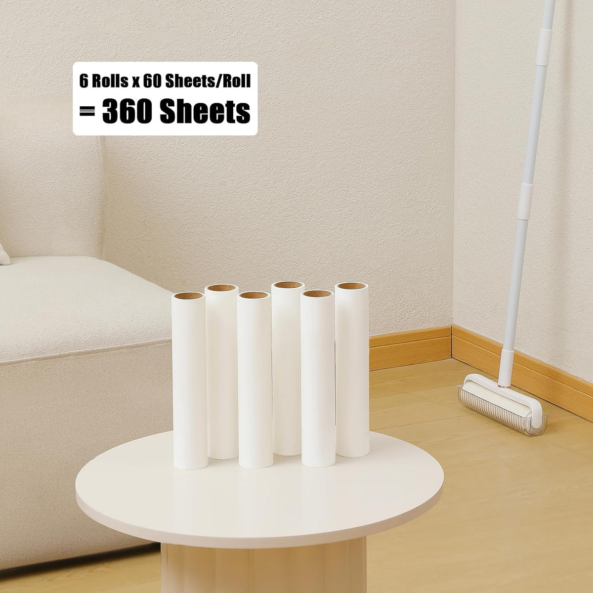 6 Pack 9.45 inch Lint Roller Refill Extra Sticky 9.4-9.5 inch Wide Large Lint Roller Refills for