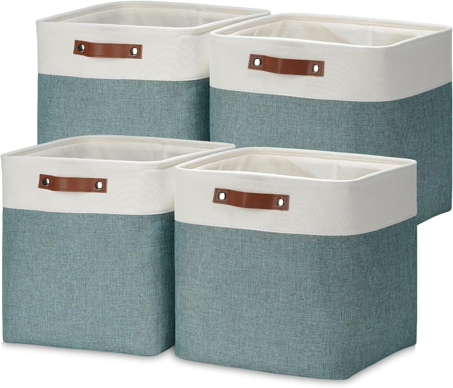 DULLEMELO Storage Bins, 4 Pack Of 13x13x13 Decorative Storage Cube Bins Suit Office, Home, Shelves