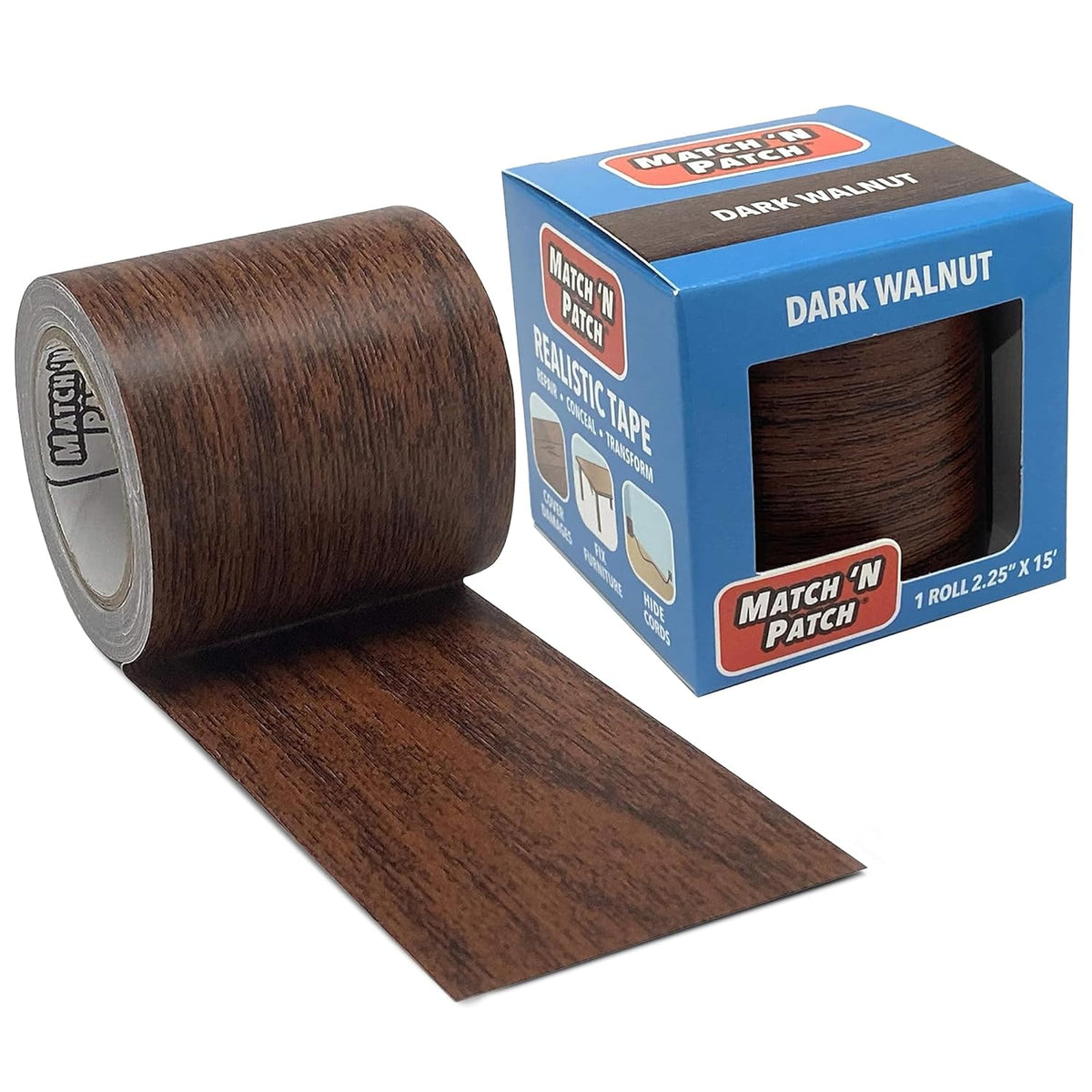 MATCH 'N PATCH Realistic Wood Grain Repair Tape - Durable Multi-Use Adhesive Tape for Furniture