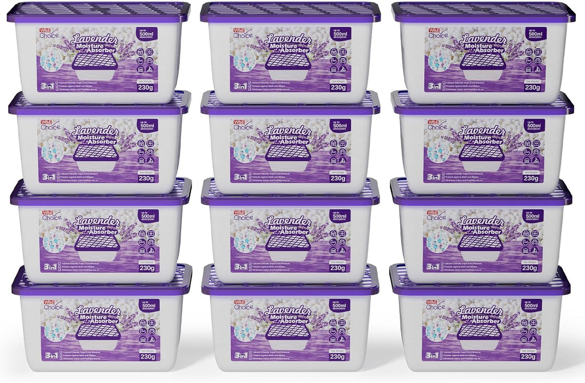 W&E Choice Moisture Absorbers with Lavender Scent, Portable Dehumidifier for Closet & Bathrooms