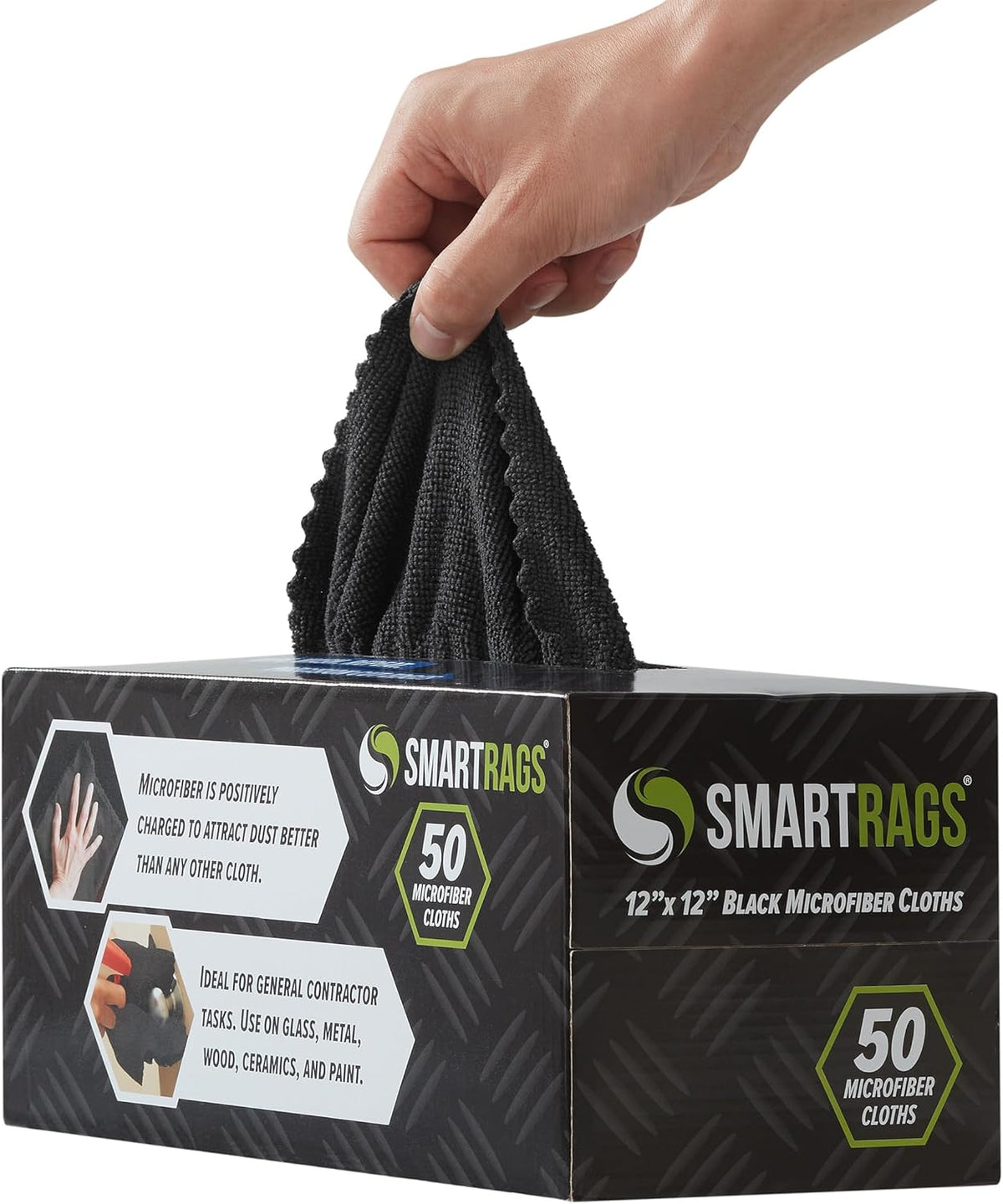 Arkwright Smart Rags in Box - (Pack of 50) Lint Free Microfiber Cleaning Cloth, Scratch &