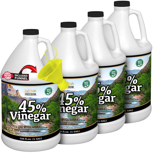 4 Gallons Extra Strength Vinegar 45% with Funnel – Industrial Strength Multi-Purpose Solution for