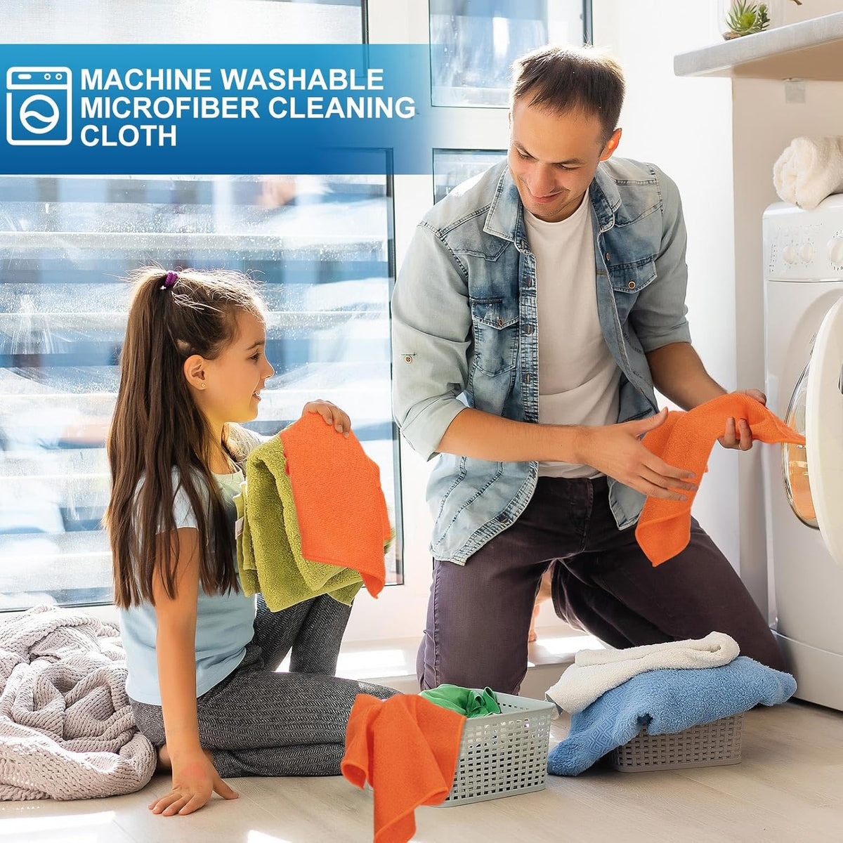 Tenare 100 Pack 12'' x 12'' Microfiber Cleaning Cloths Reusable Cleaning Rags Bulk Microfiber