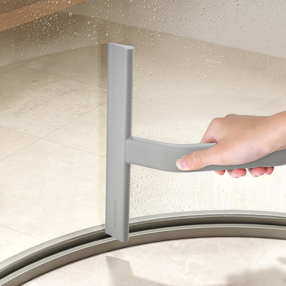 dancemoon JustHang Shower Squeegee for Glass Doors, All-One-Piece Silicone with Built-in Hook