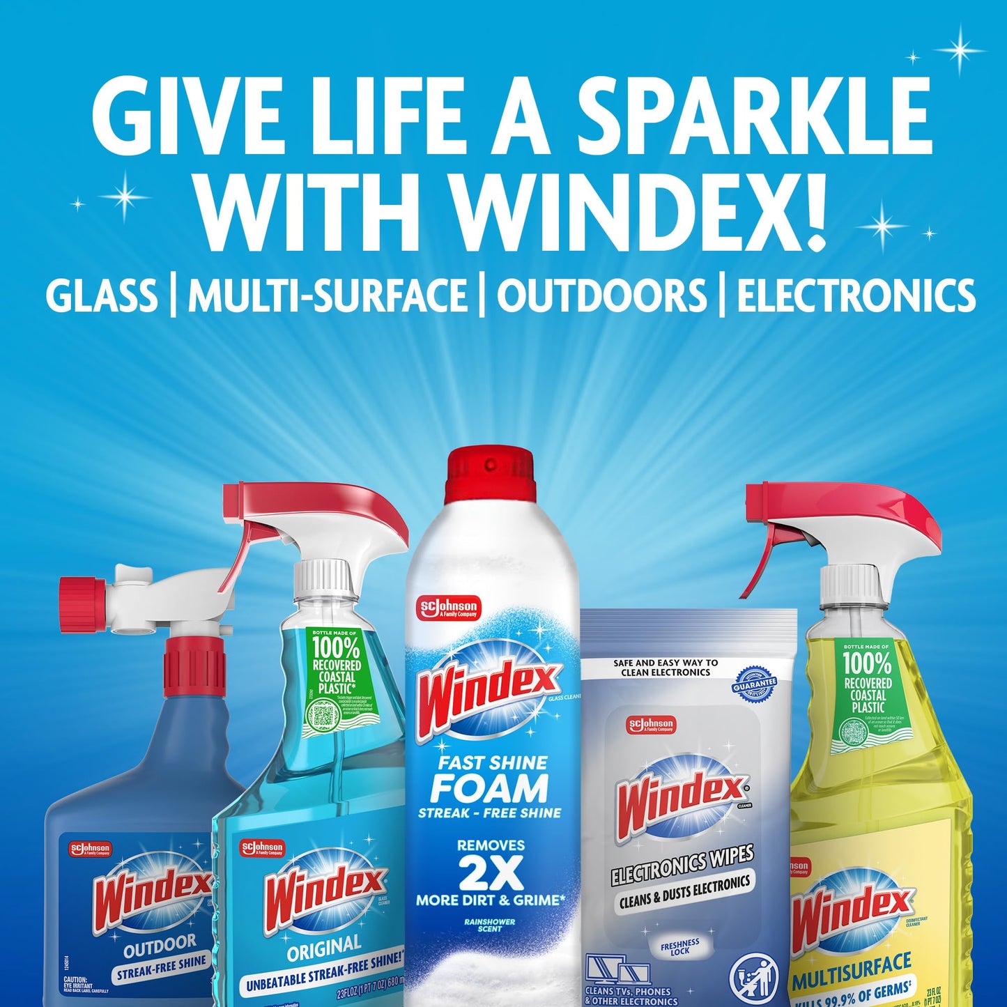 Windex Glass and Window Cleaner Spray Bottle, Bottle Made from 100% Recycled Plastic, Surface